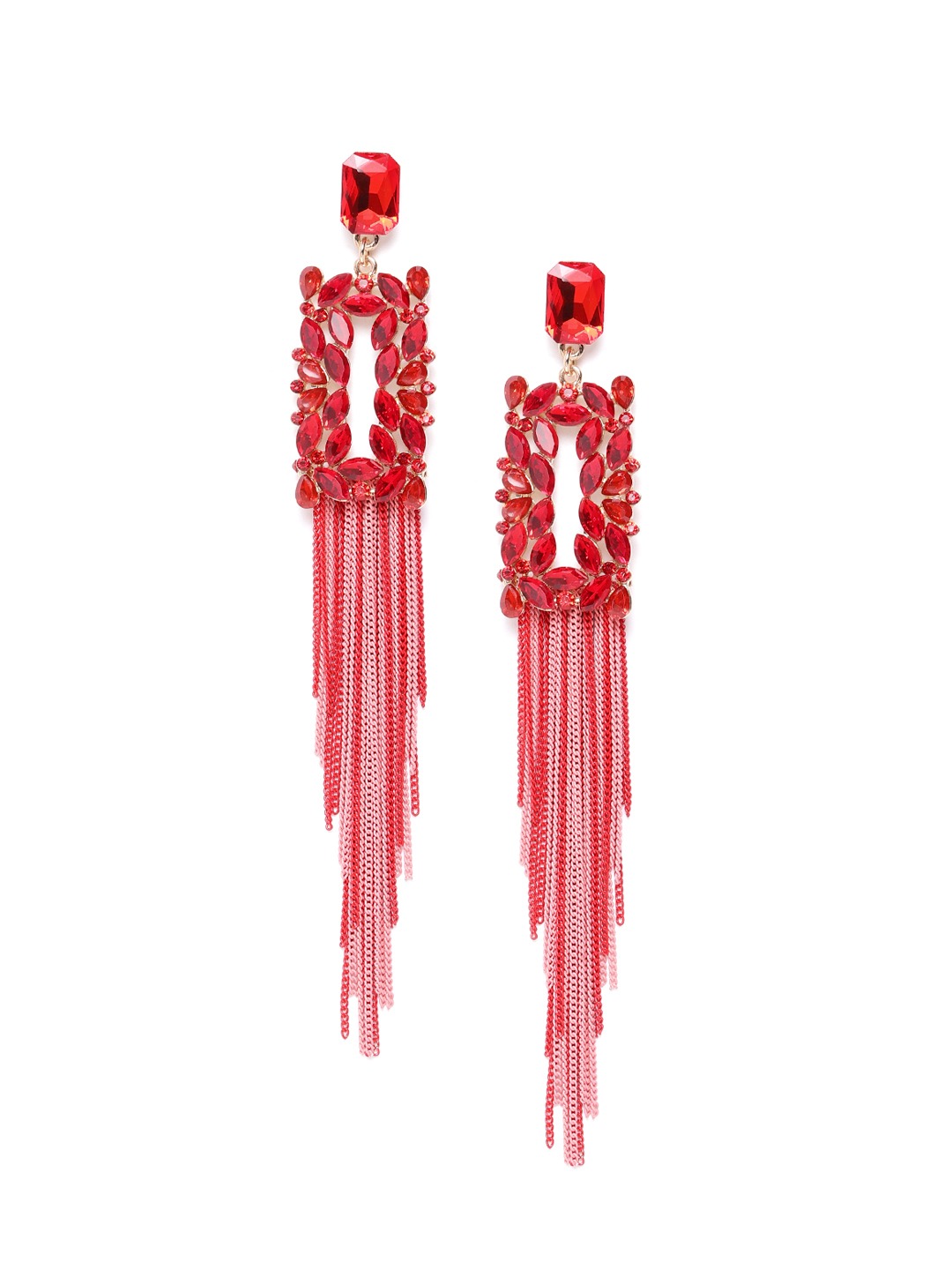 YouBella Jewellery Earings Crystal Tassel Handmade Earrings for Girls and Women (Red)