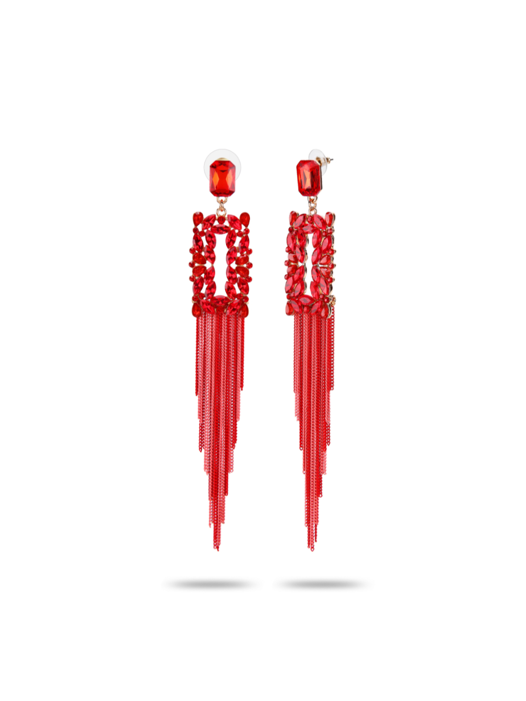 YouBella Jewellery Earings Crystal Tassel Handmade Earrings for Girls and Women (Red)