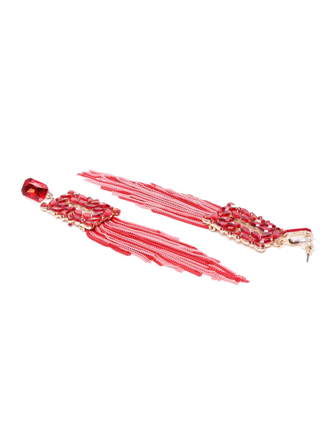 YouBella Jewellery Earings Crystal Tassel Handmade Earrings for Girls and Women (Red)