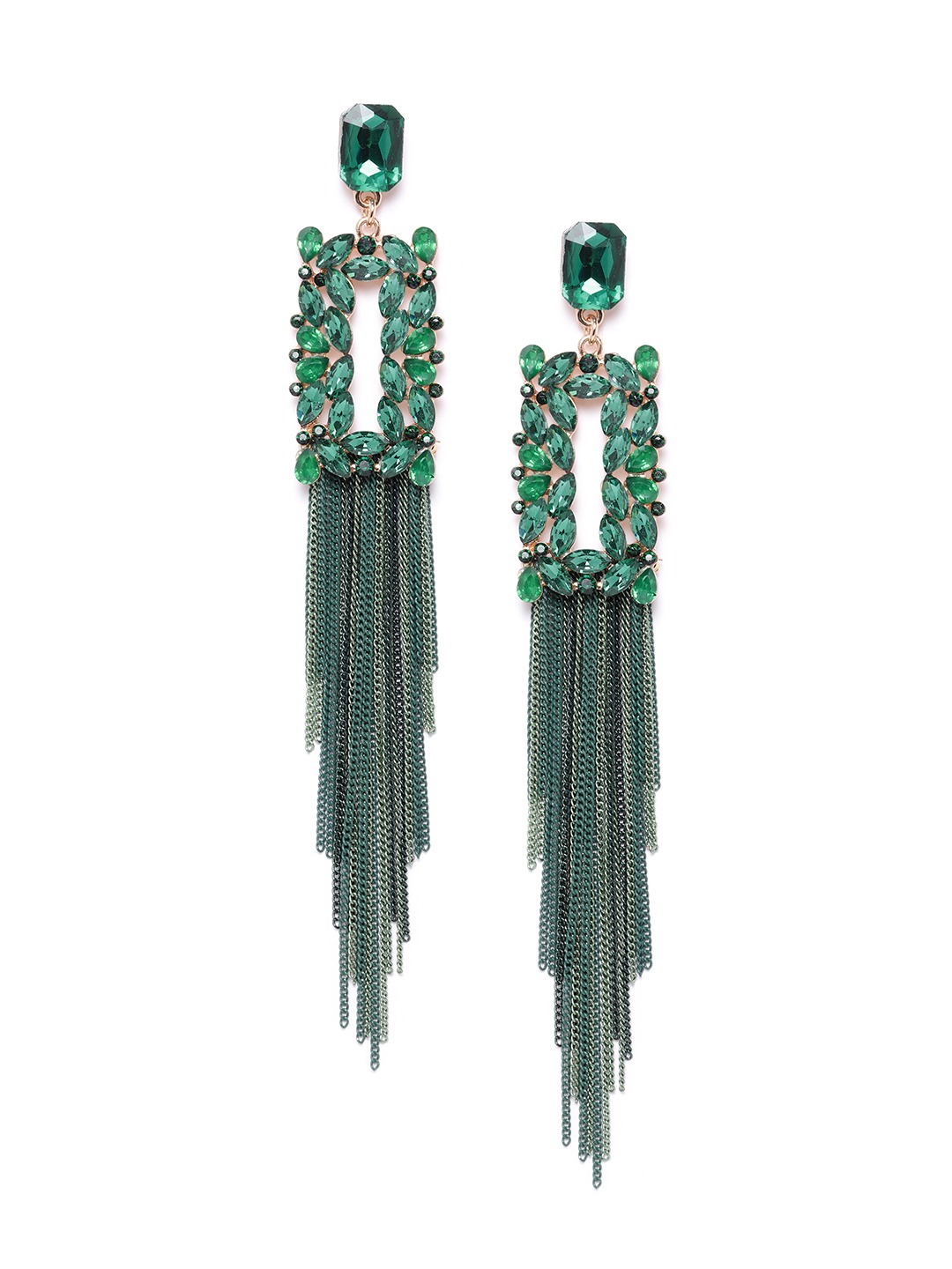 YouBella Jewellery Earings Crystal Tassel Handmade Earrings for Girls and Women (Green)
