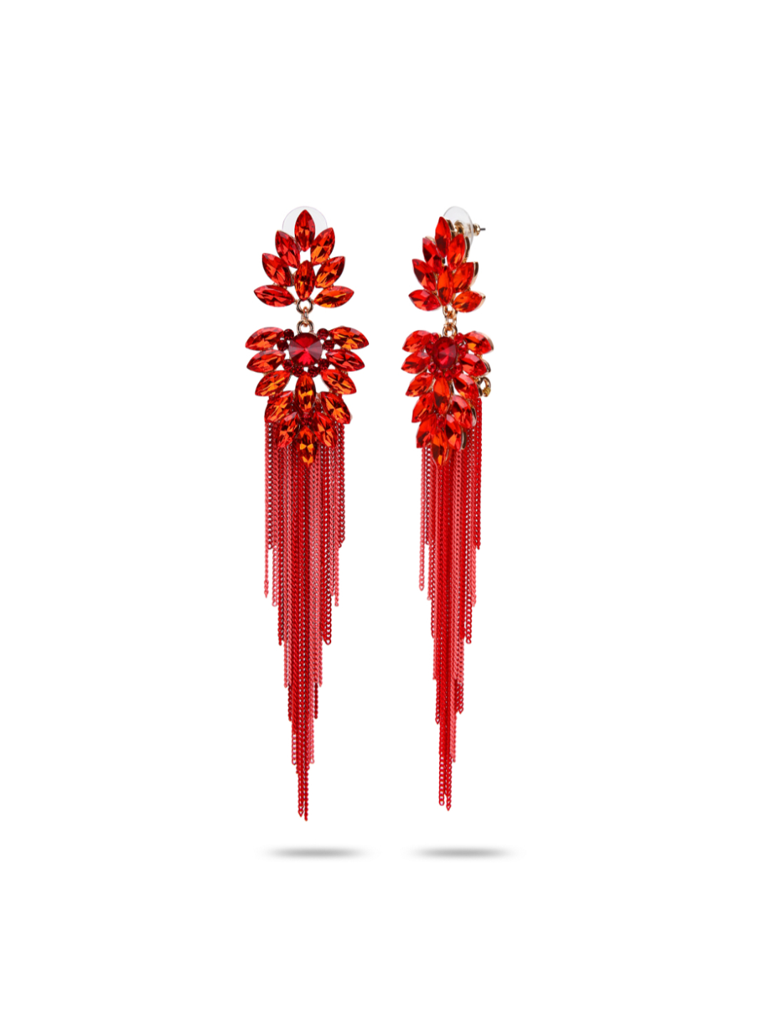 YouBella Jewellery Earings Crystal Tassel Handmade Earrings for Girls and Women (Red)