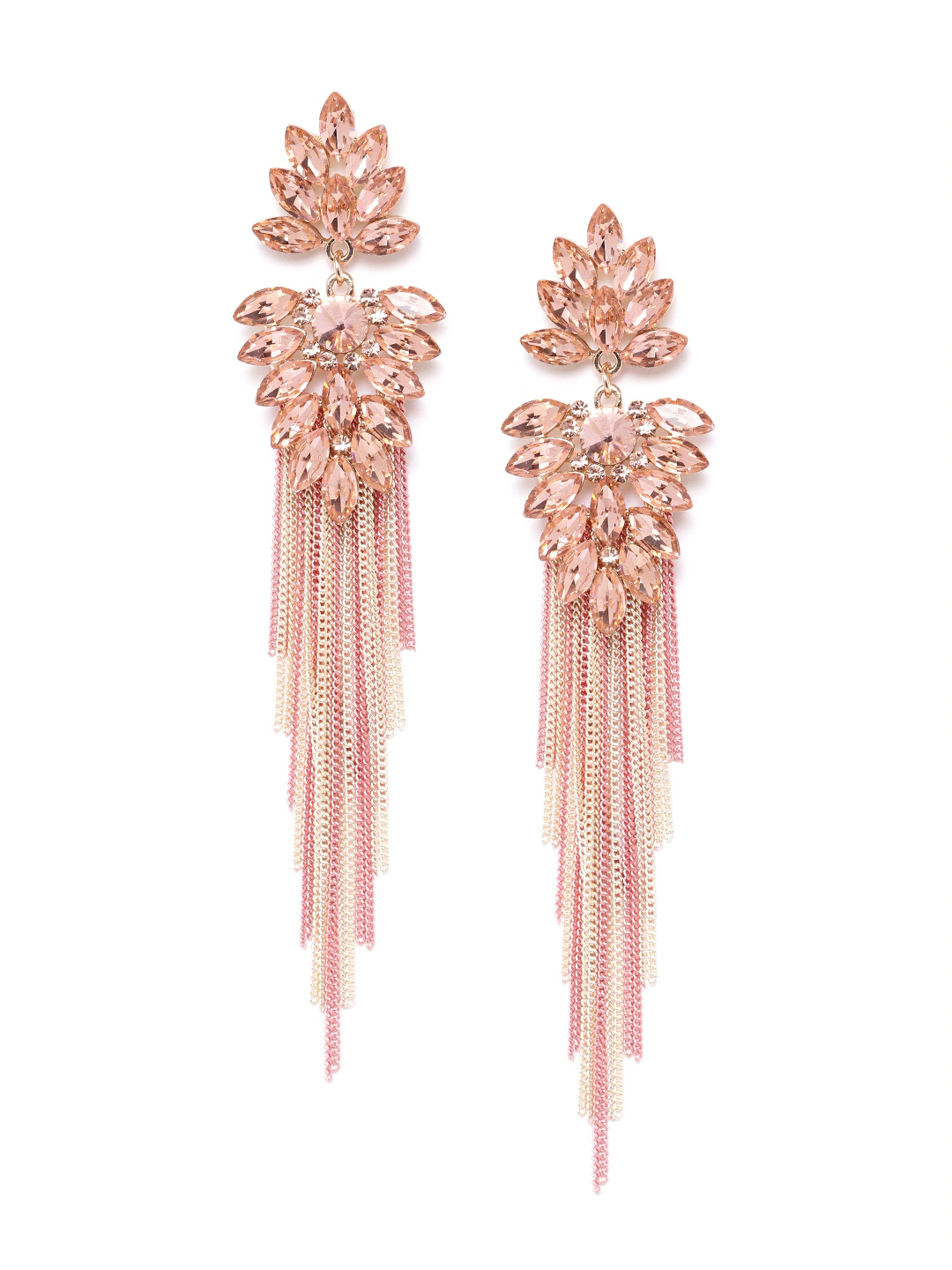 YouBella Jewellery Earings Crystal Tassel Handmade Earrings for Girls and Women (Peach)