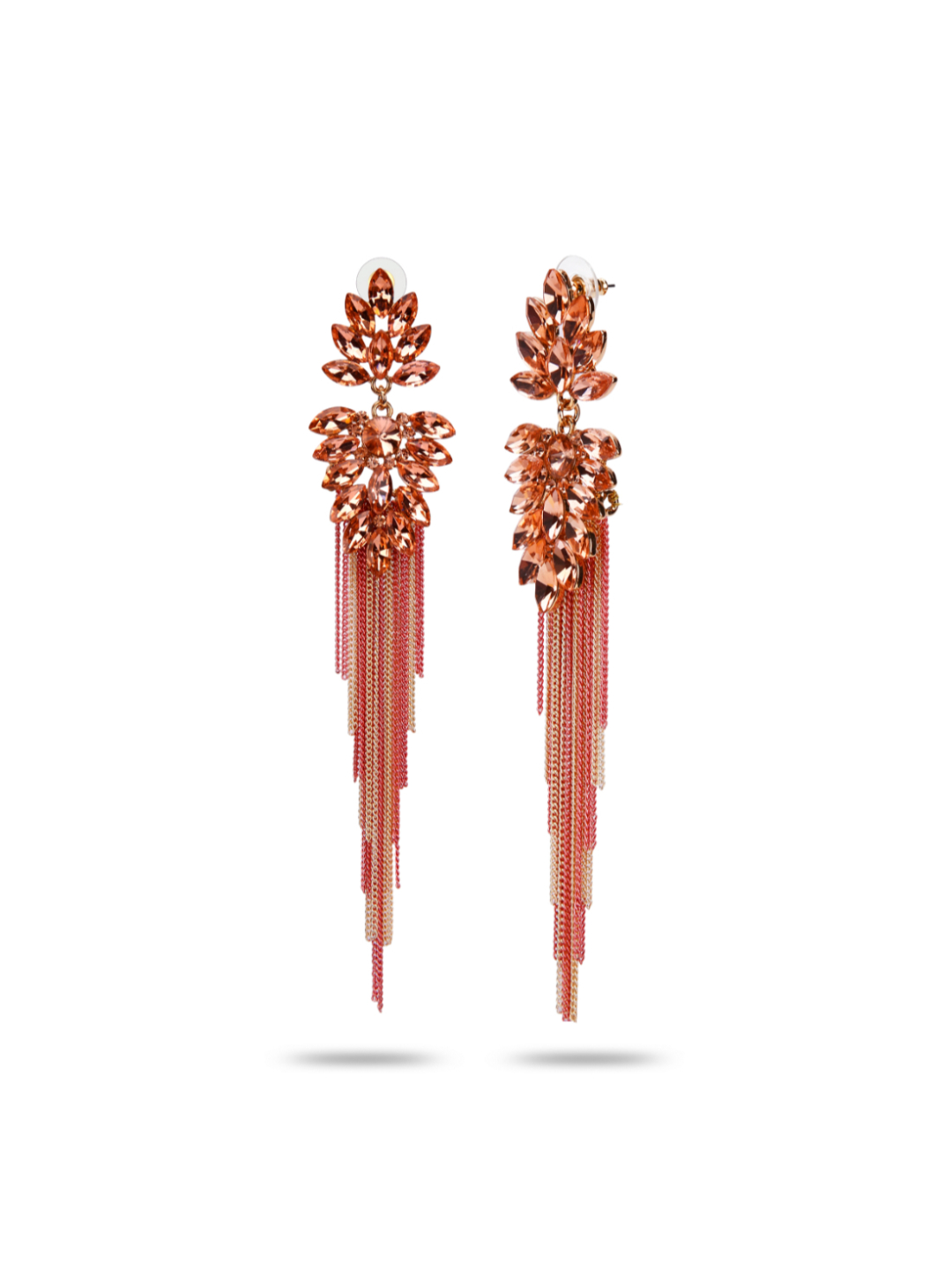 YouBella Jewellery Earings Crystal Tassel Handmade Earrings for Girls and Women (Peach)