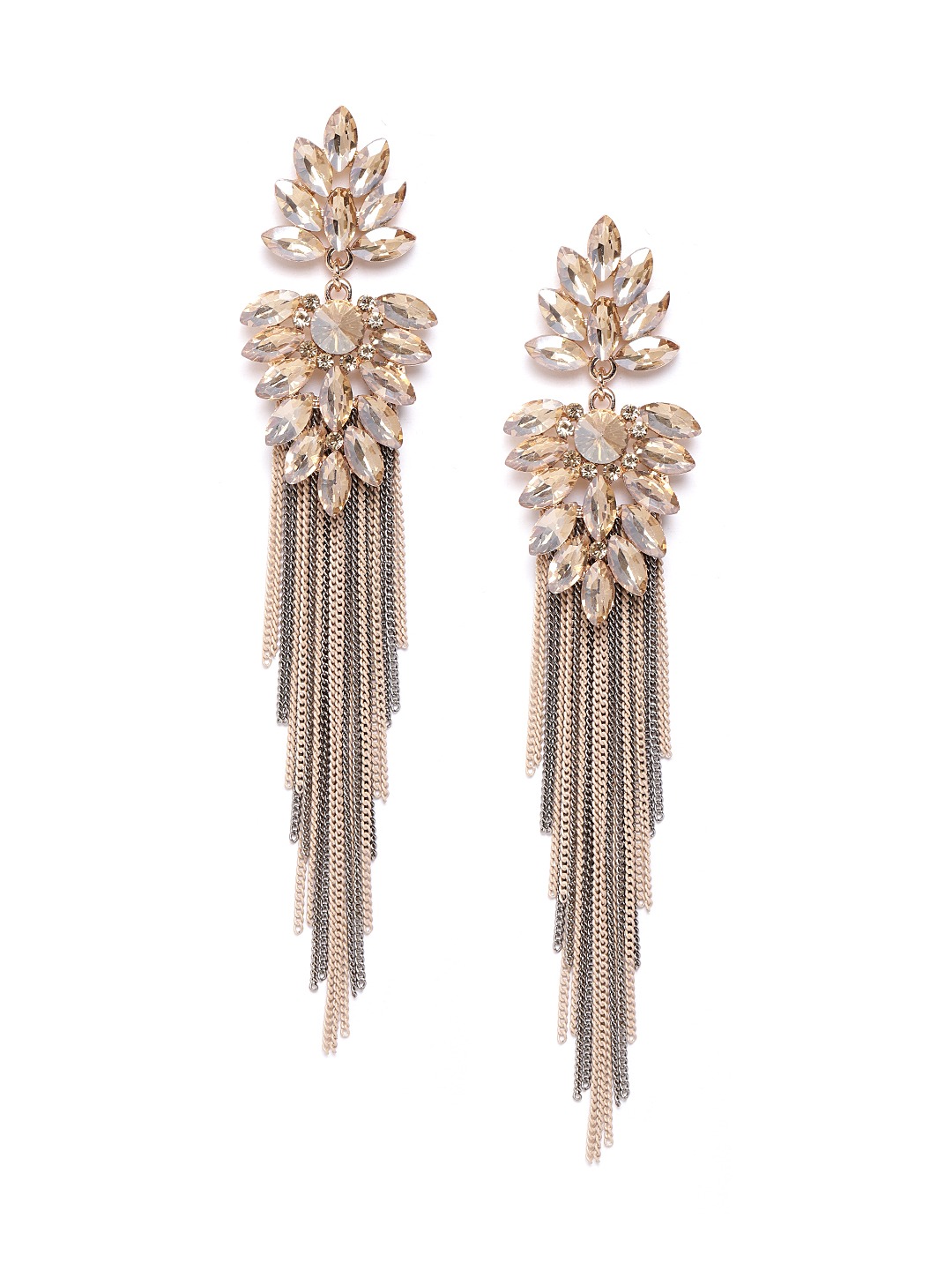 YouBella Jewellery Earings Crystal Tassel Handmade Earrings for Girls and Women (Brown)