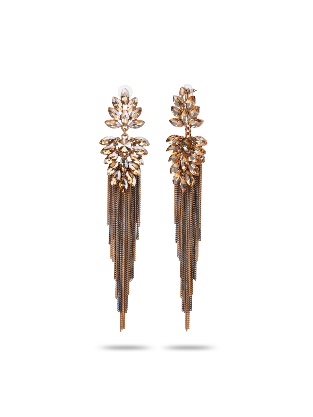 YouBella Jewellery Earings Crystal Tassel Handmade Earrings for Girls and Women (Brown)