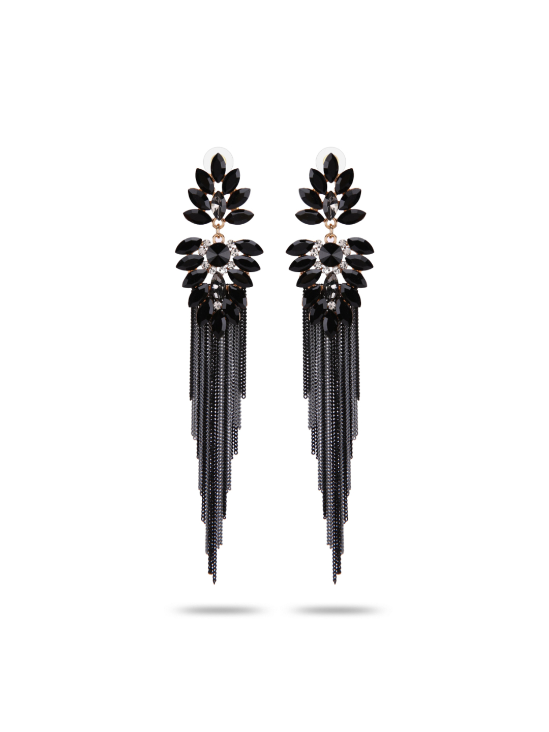 YouBella Jewellery Earings Crystal Tassel Handmade Earrings for Girls and Women (Black)
