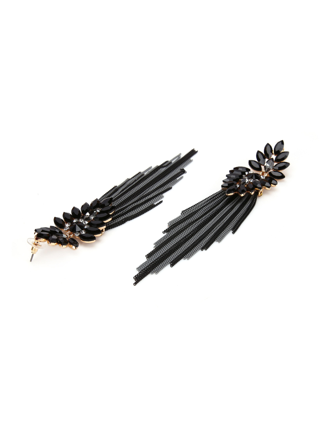 YouBella Jewellery Earings Crystal Tassel Handmade Earrings for Girls and Women (Black)