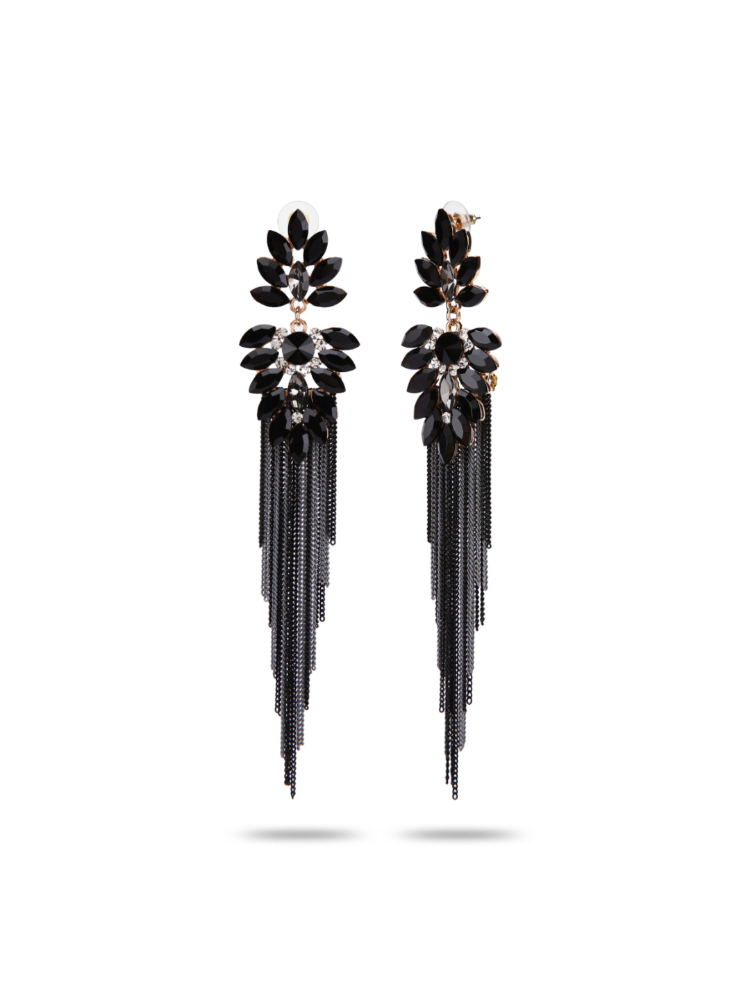 YouBella Jewellery Earings Crystal Tassel Handmade Earrings for Girls and Women (Black)