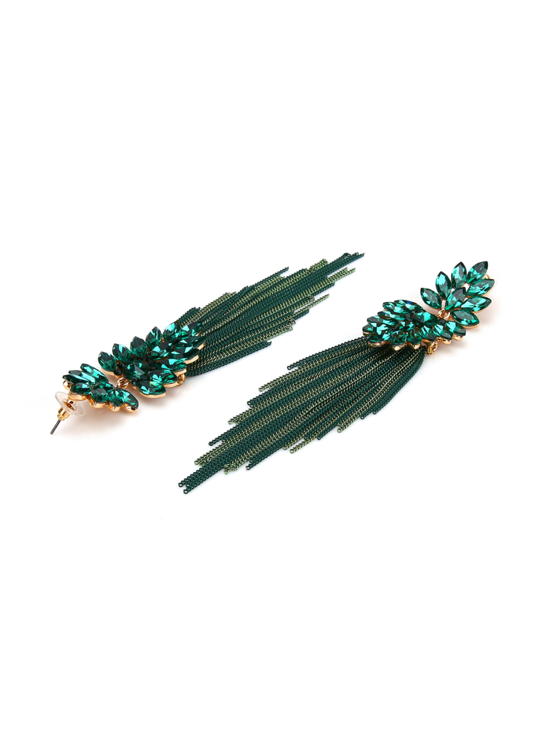 YouBella Jewellery Earings Crystal Tassel Handmade Earrings for Girls and Women (Green)
