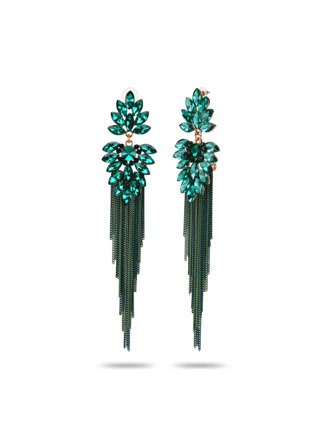 YouBella Jewellery Earings Crystal Tassel Handmade Earrings for Girls and Women (Green)