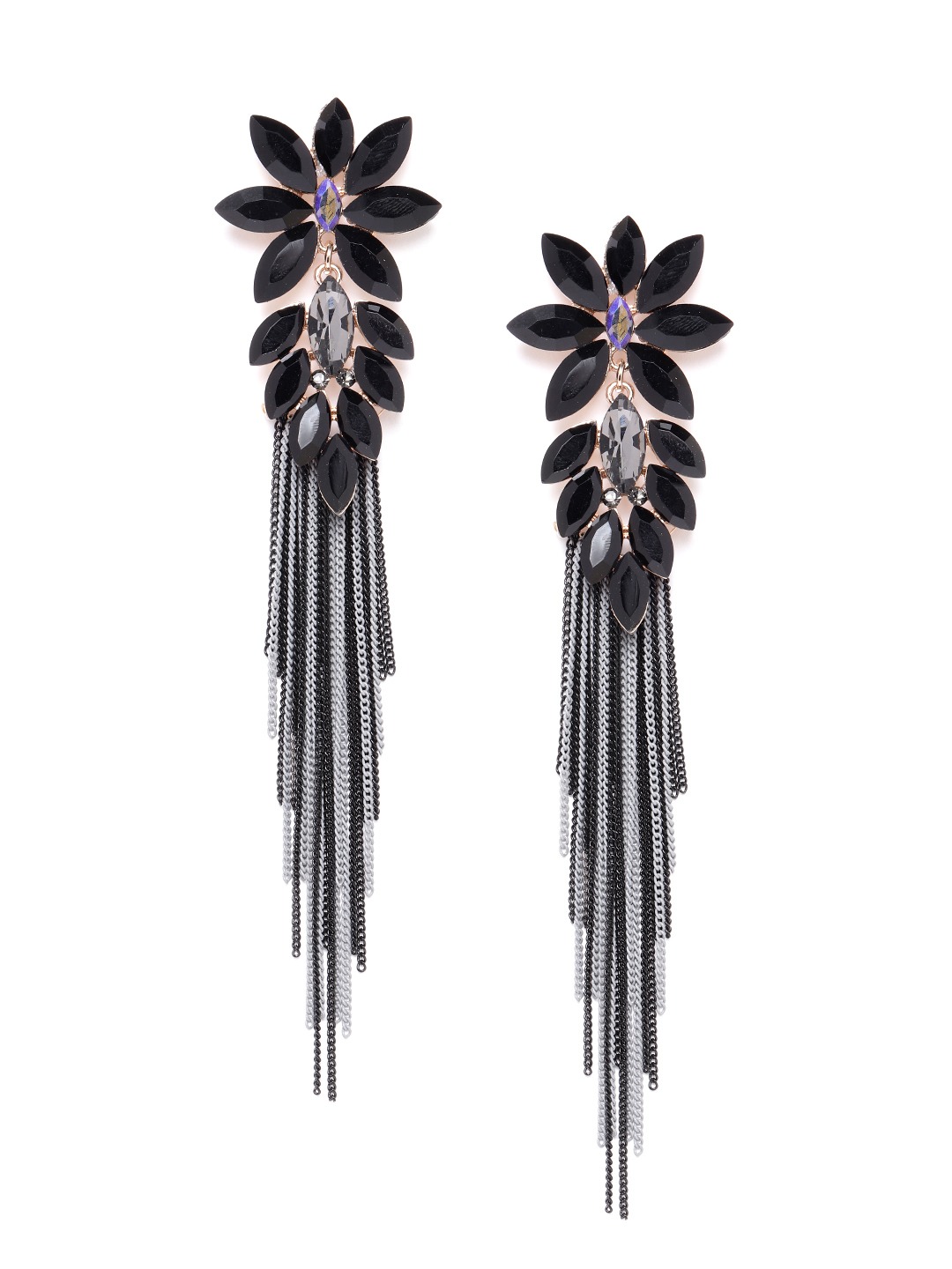 YouBella Jewellery Earings Crystal Tassel Handmade Earrings for Girls and Women (Black)