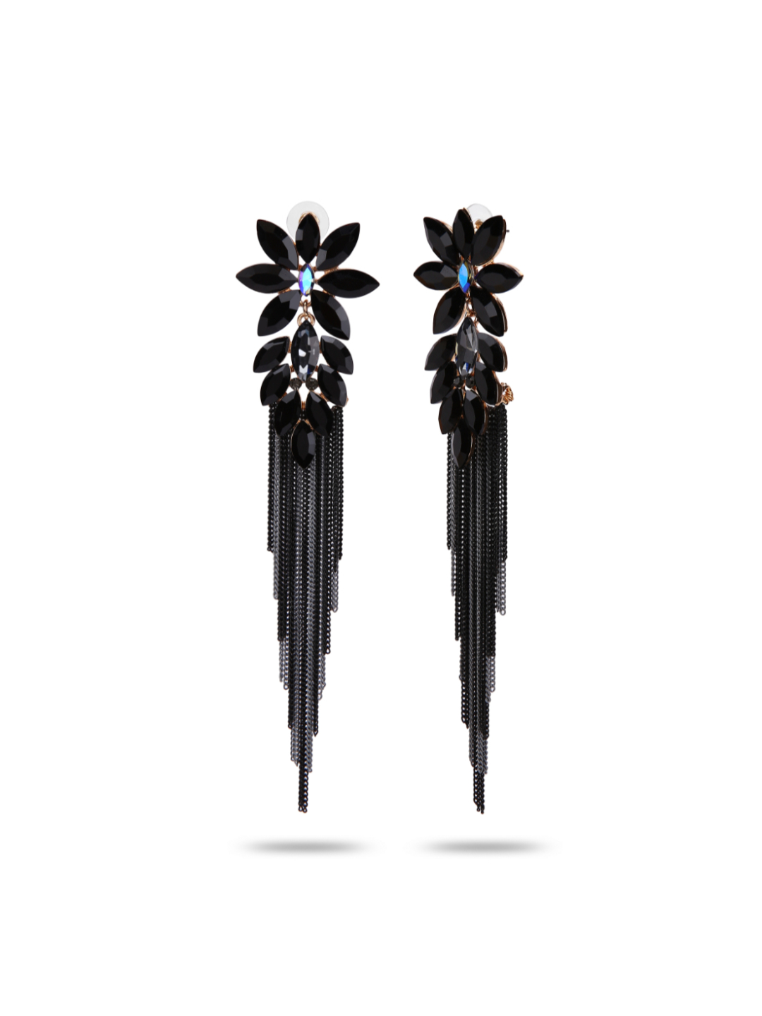 YouBella Jewellery Earings Crystal Tassel Handmade Earrings for Girls and Women (Black)