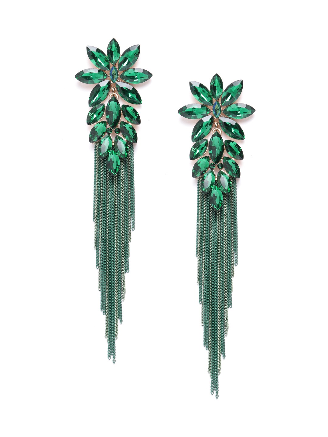 YouBella Jewellery Earings Crystal Tassel Handmade Earrings for Girls and Women (Green)