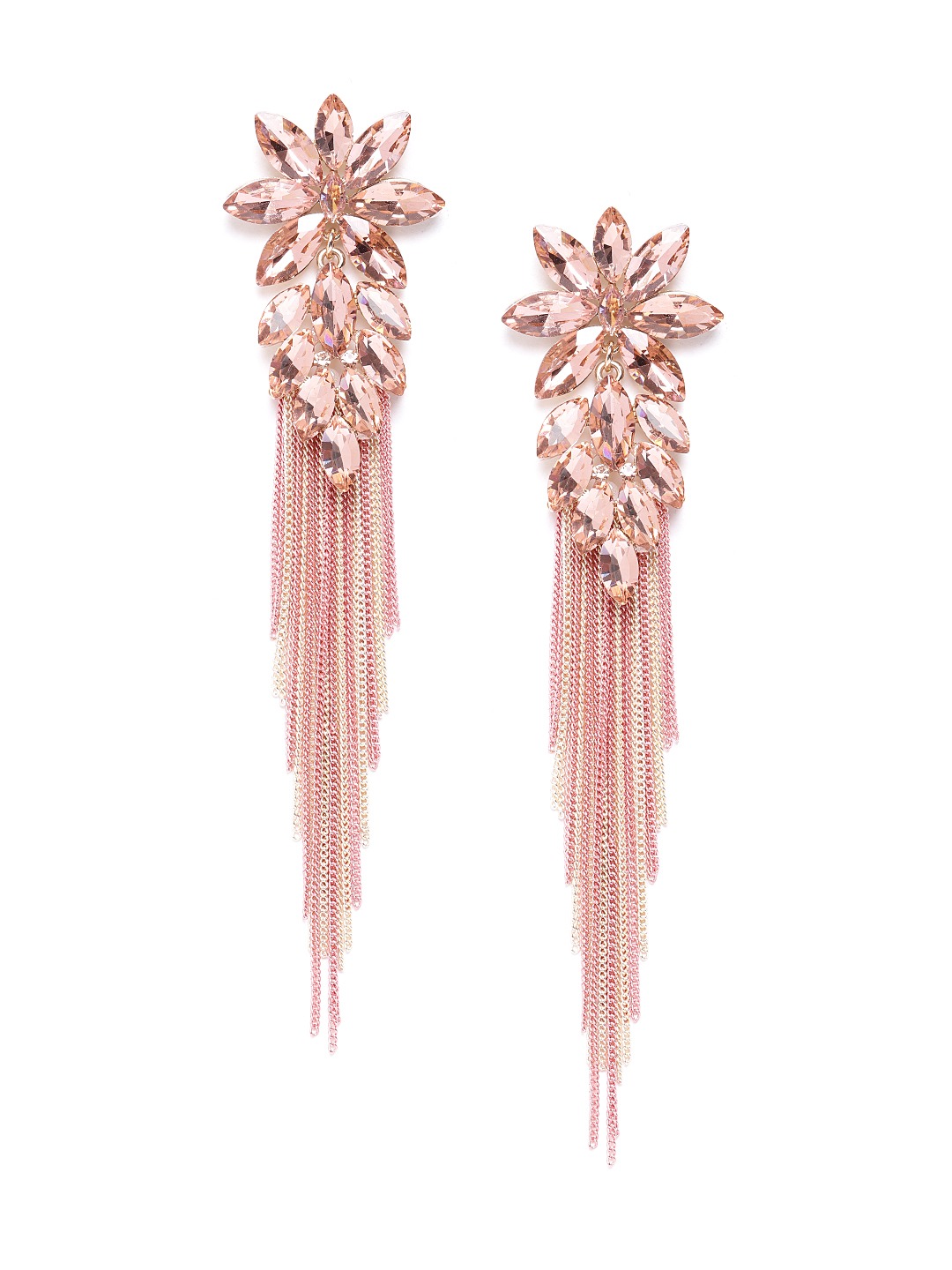 YouBella Jewellery Earings for women Crystal Tassel Handmade Earrings for Girls and Women (Peach)