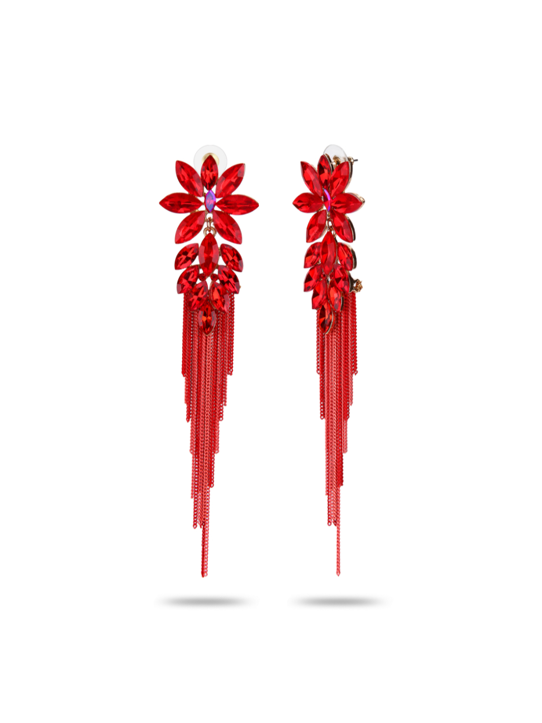 YouBella Jewellery Earings Crystal Tassel Handmade Earrings for Girls and Women (Red)