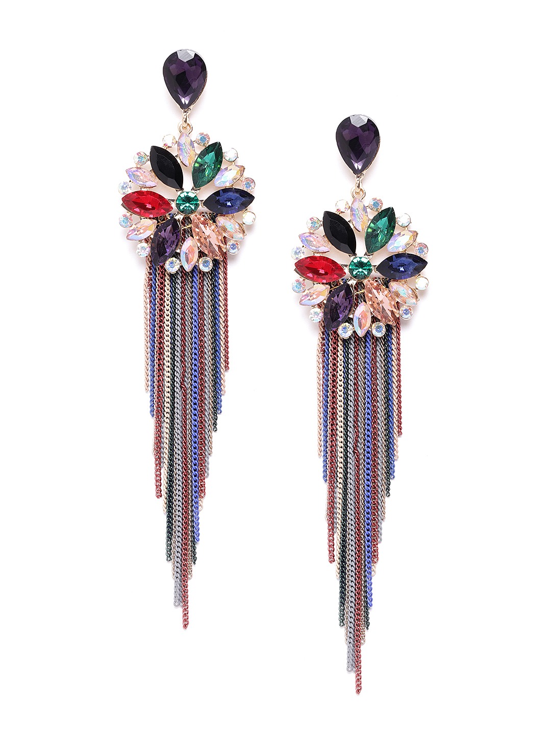 YouBella Jewellery Earrings for women Crystal Tassel Handmade Earrings for Girls and Women (Multi)