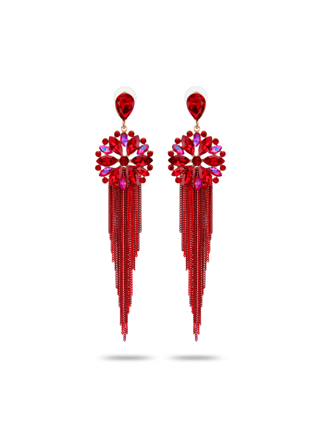 YouBella Jewellery Earrings for women Crystal Tassel Handmade Earrings for Girls and Women (Red)