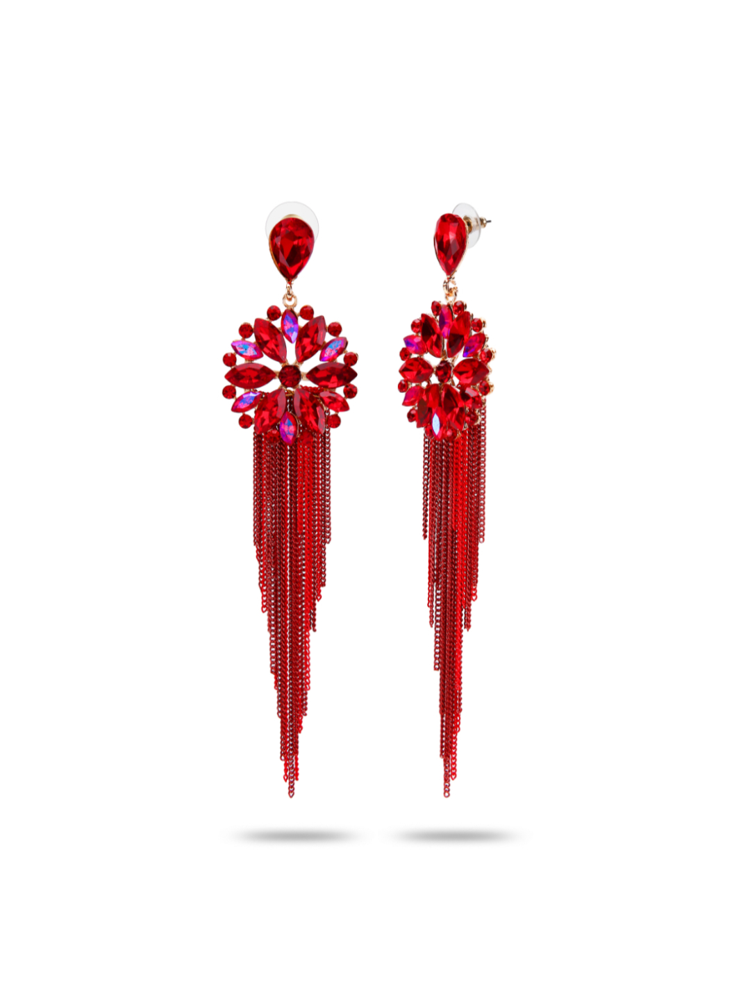 YouBella Jewellery Earrings for women Crystal Tassel Handmade Earrings for Girls and Women (Red)