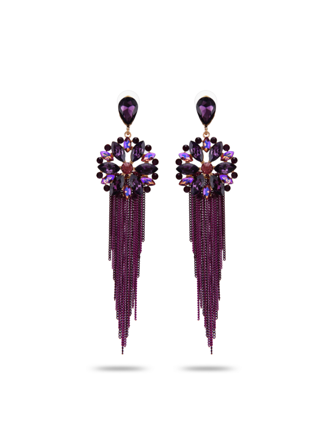 YouBella Jewellery Earrings for women Crystal Tassel Handmade Earrings for Girls and Women (Purple)