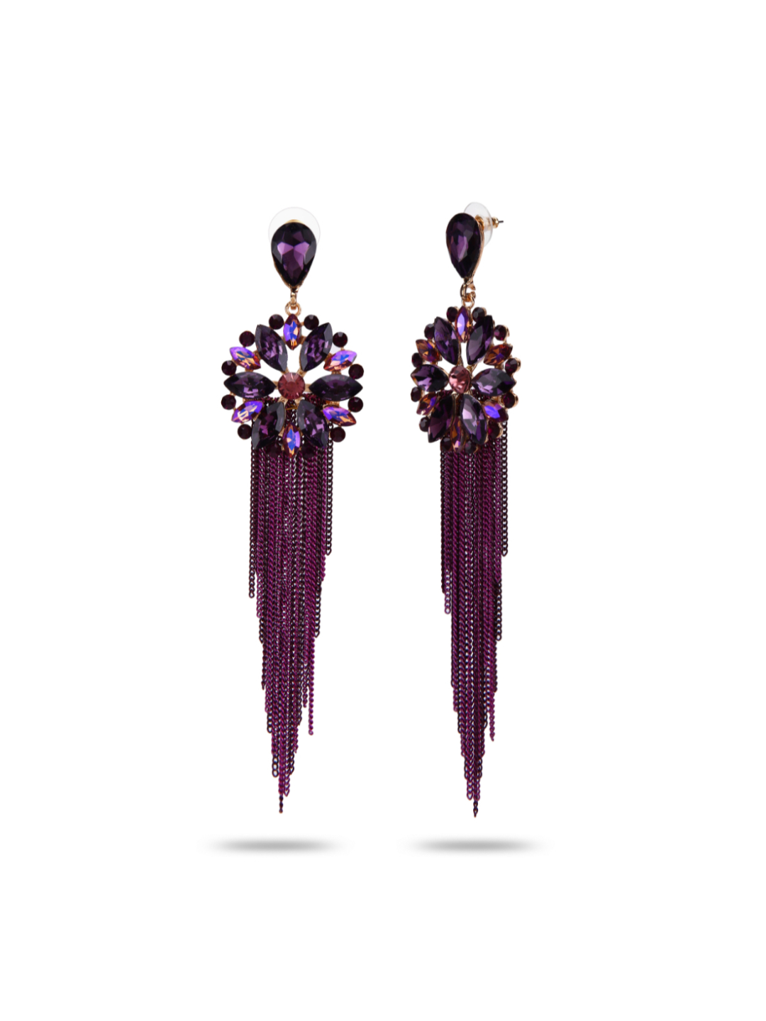 YouBella Jewellery Earrings for women Crystal Tassel Handmade Earrings for Girls and Women (Purple)