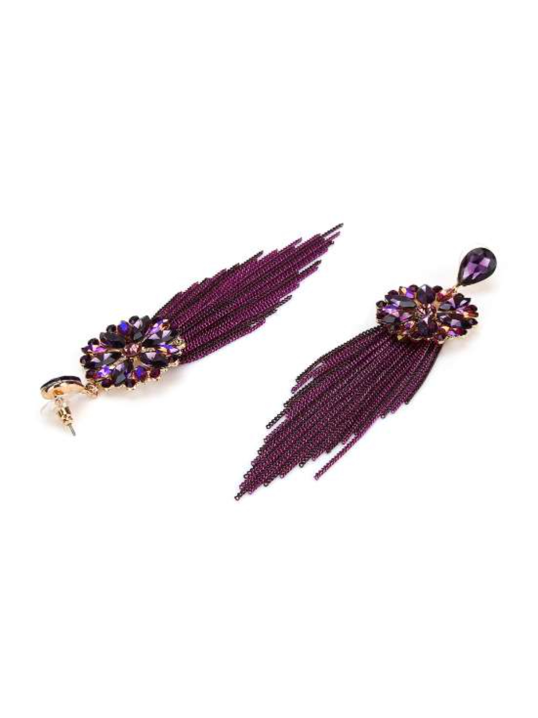 YouBella Jewellery Earrings for women Crystal Tassel Handmade Earrings for Girls and Women (Purple)
