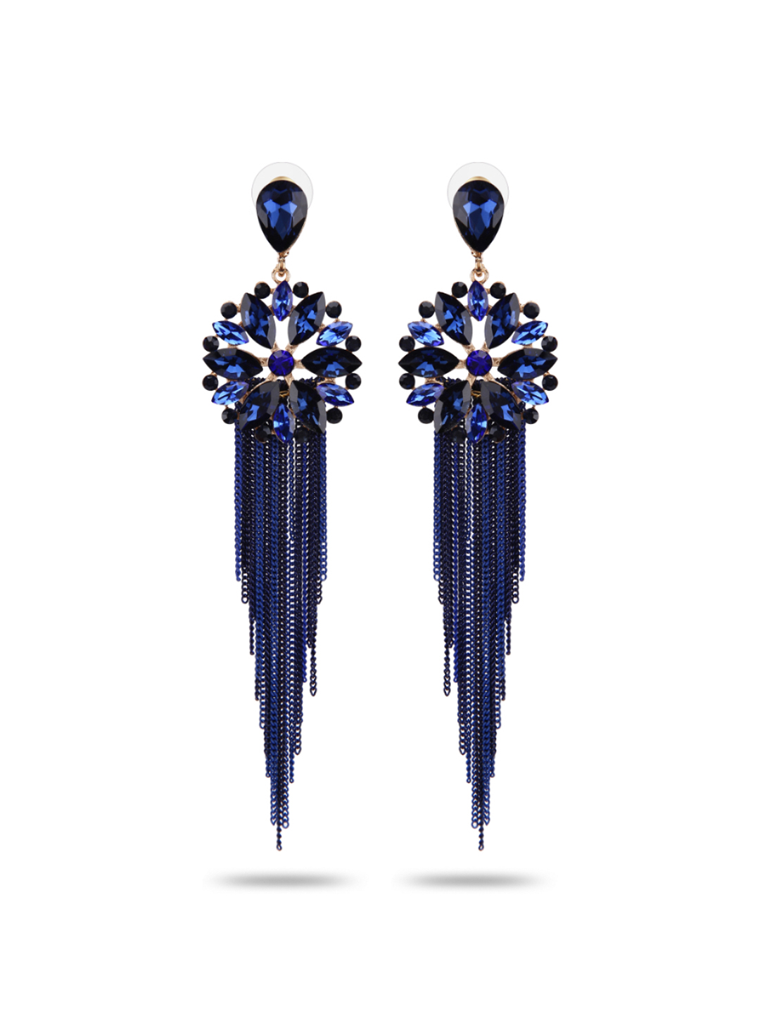 YouBella Jewellery Earrings for women Crystal Tassel Handmade Earrings for Girls and Women (Blue)