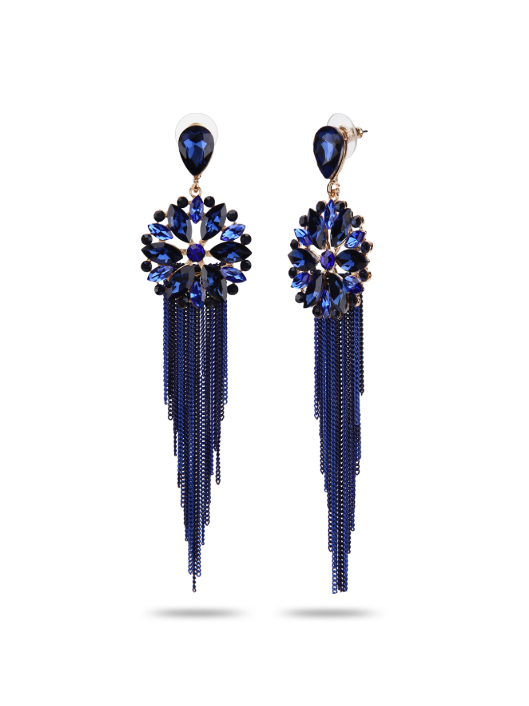 YouBella Jewellery Earrings for women Crystal Tassel Handmade Earrings for Girls and Women (Blue)