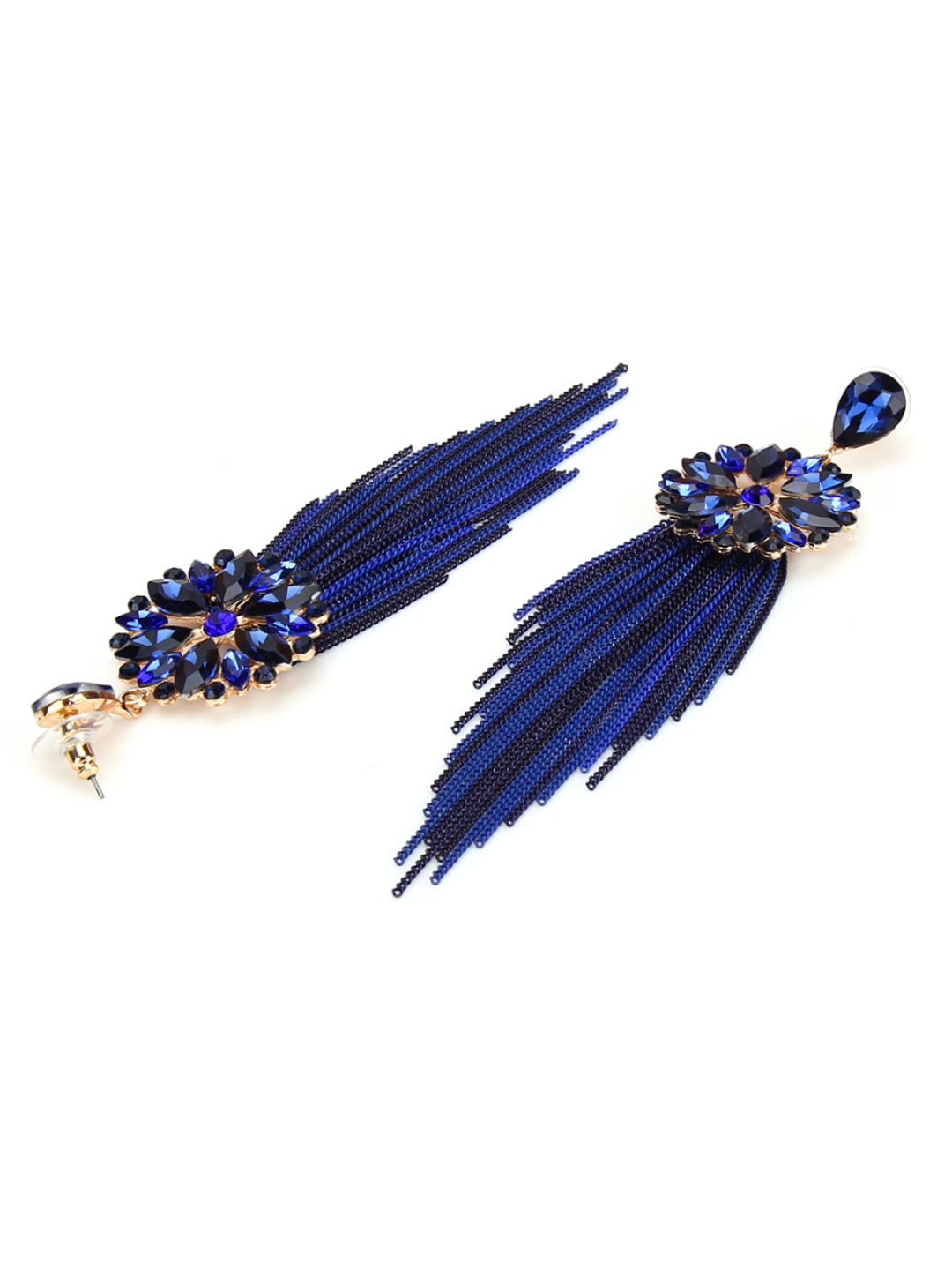 YouBella Jewellery Earrings for women Crystal Tassel Handmade Earrings for Girls and Women (Blue)