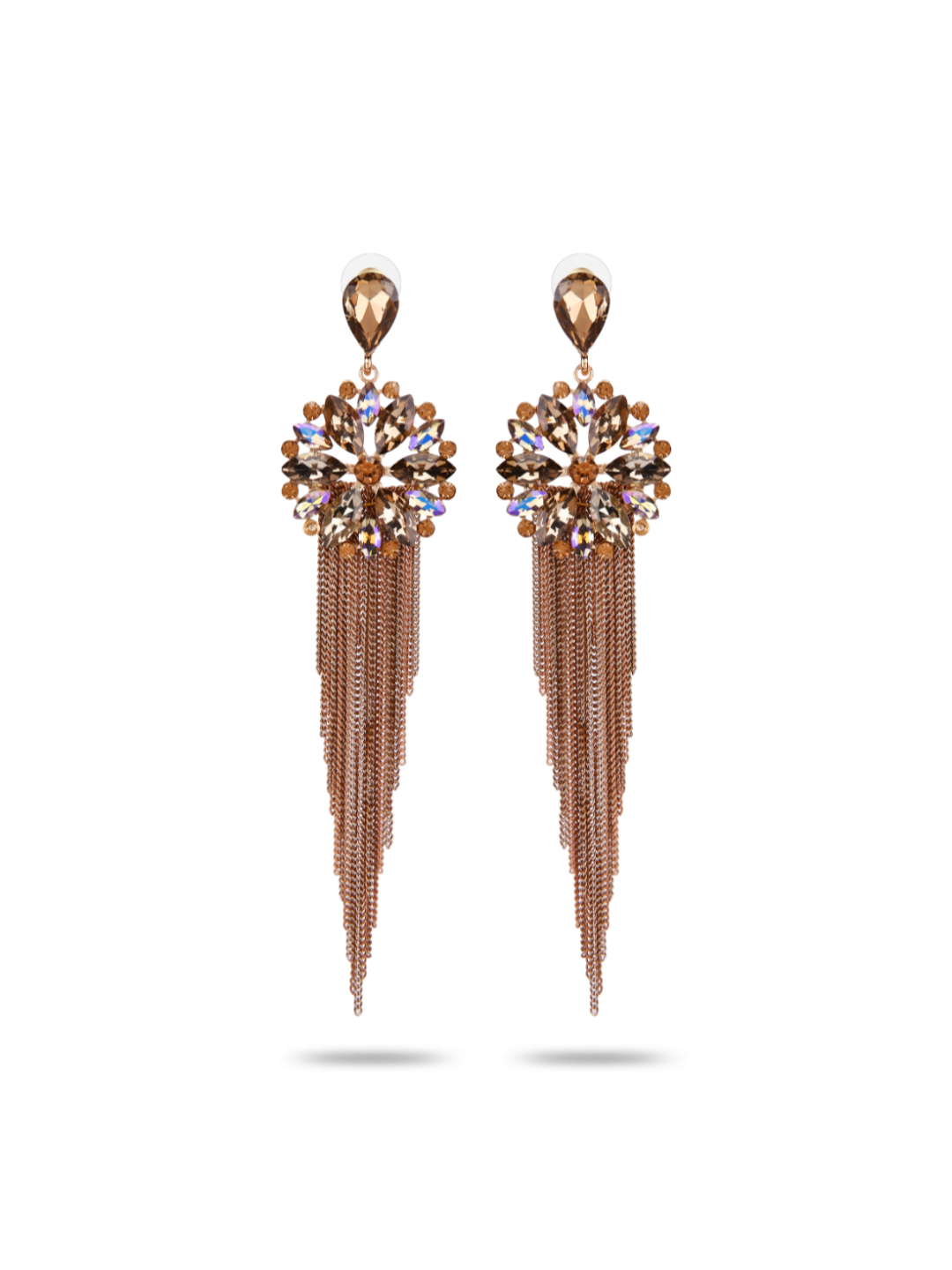 YouBella Jewellery Earrings for women Crystal Tassel Handmade Earrings for Girls and Women (Brown)