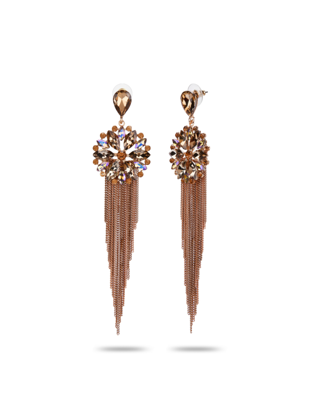 YouBella Jewellery Earrings for women Crystal Tassel Handmade Earrings for Girls and Women (Brown)