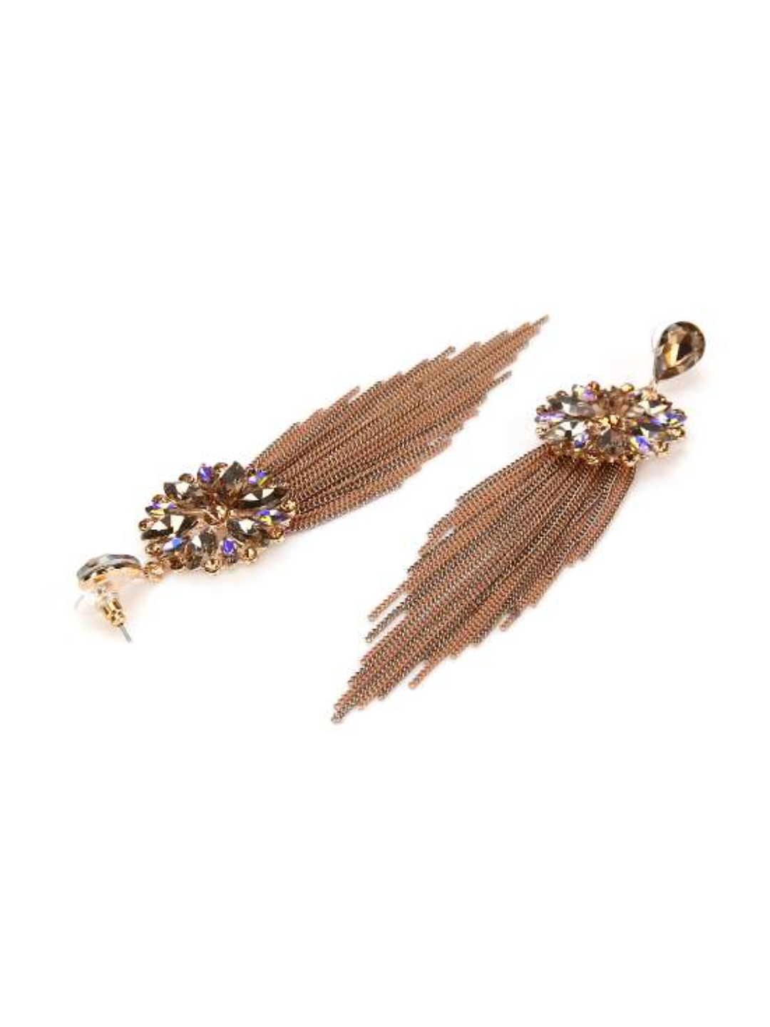 YouBella Jewellery Earrings for women Crystal Tassel Handmade Earrings for Girls and Women (Brown)