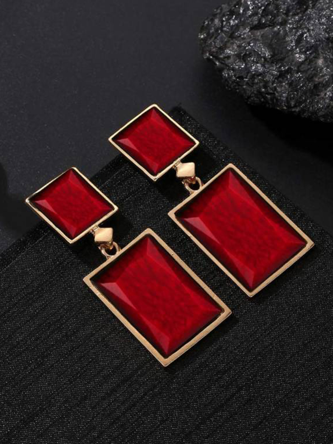 YouBella Jewellery Earings for women Crystal Handmade Earrings for Girls and Women (Red)