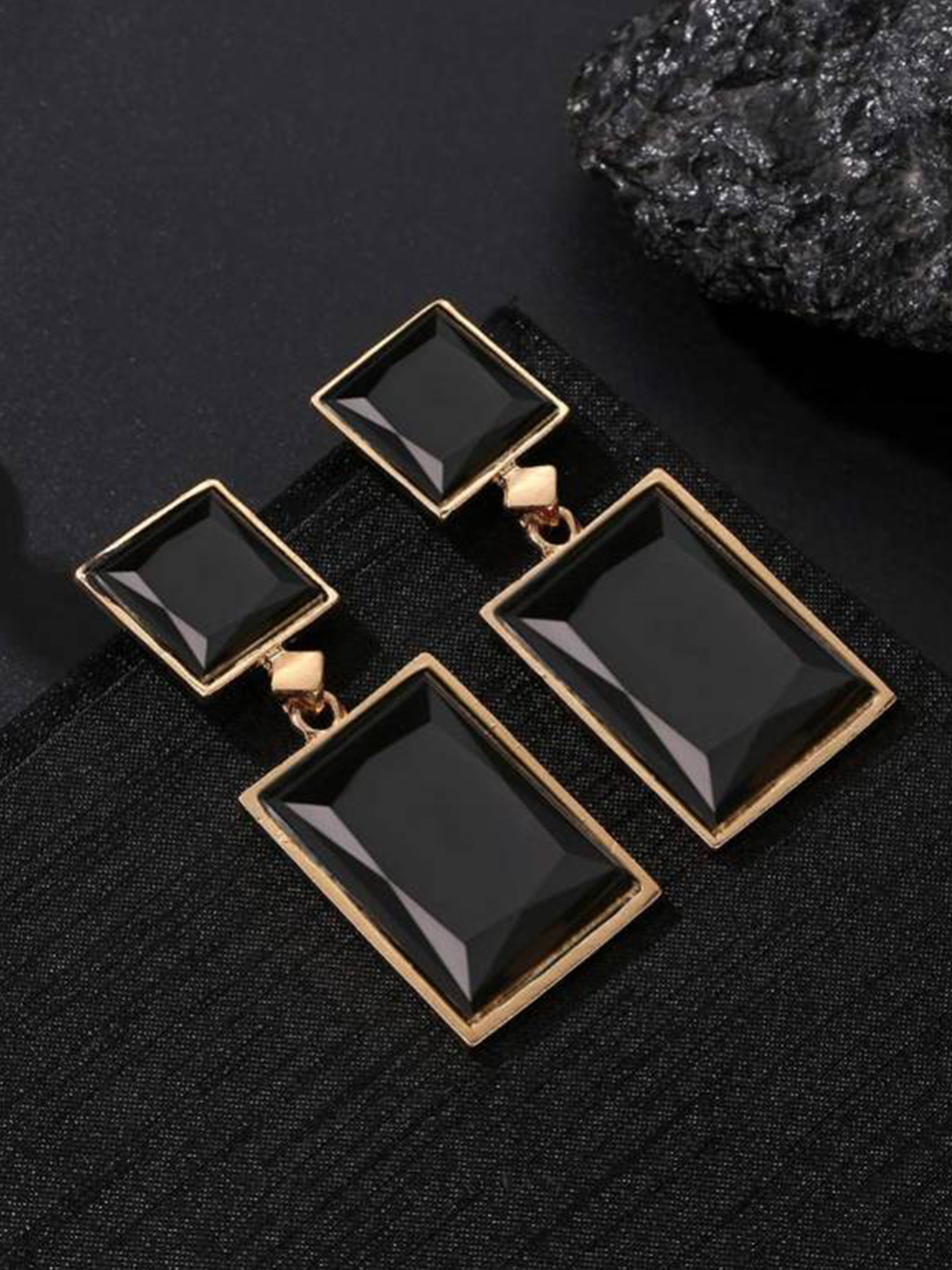 YouBella Jewellery Girls and Women's Gold Plated Crystal Handmade Earrings (Black)