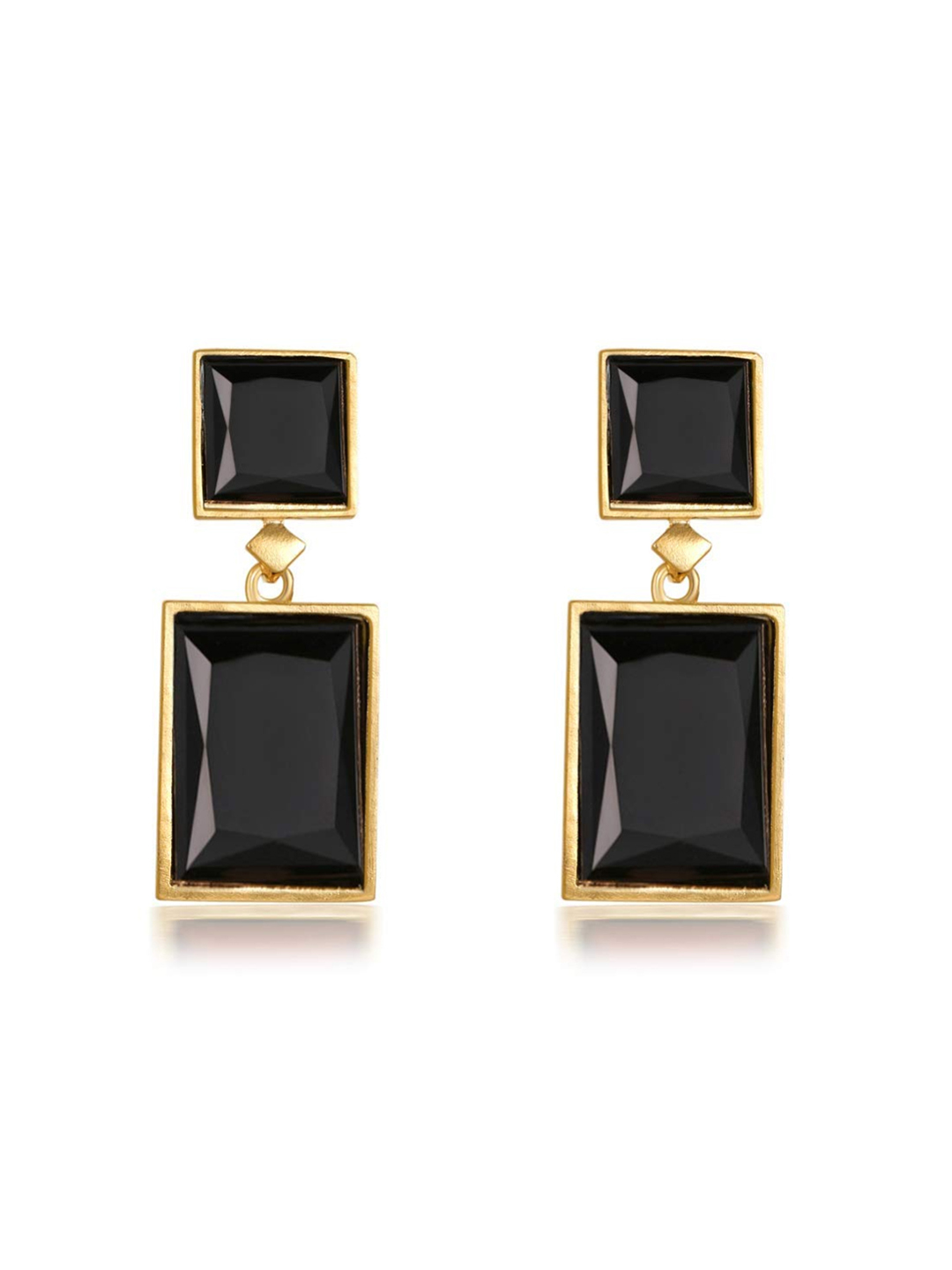 YouBella Jewellery Girls and Women's Gold Plated Crystal Handmade Earrings (Black)