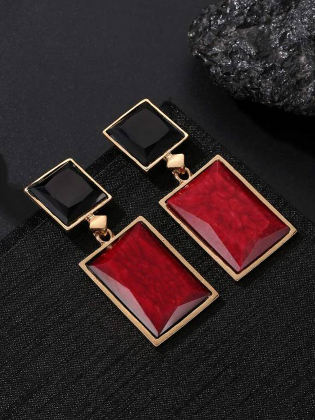 YouBella Jewellery Earings for women Crystal Handmade Earrings for Girls and Women (Red & Black)