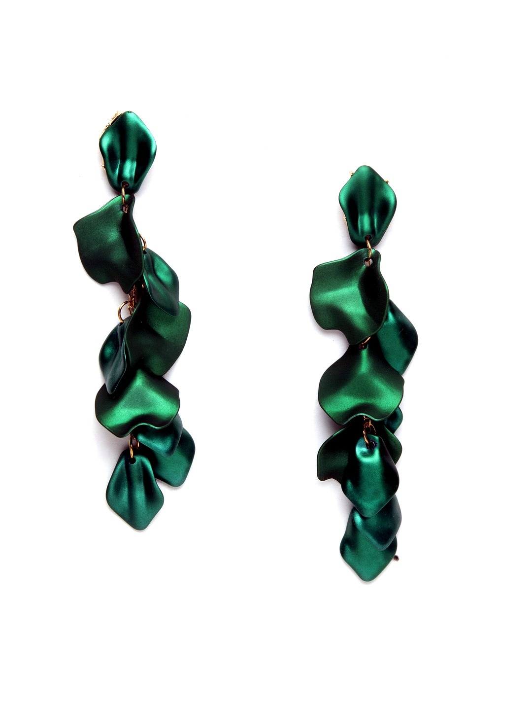 YouBella Green Handcrafted Floral Petal Contemporary Drop Earrings
