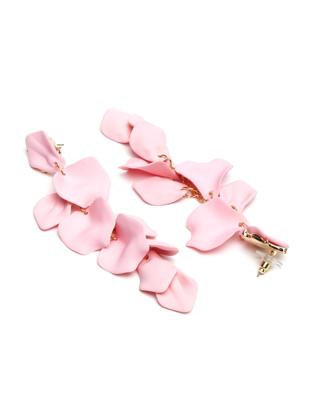 YouBella Pink Floral Petal Classic Handcrafted Drop Earrings