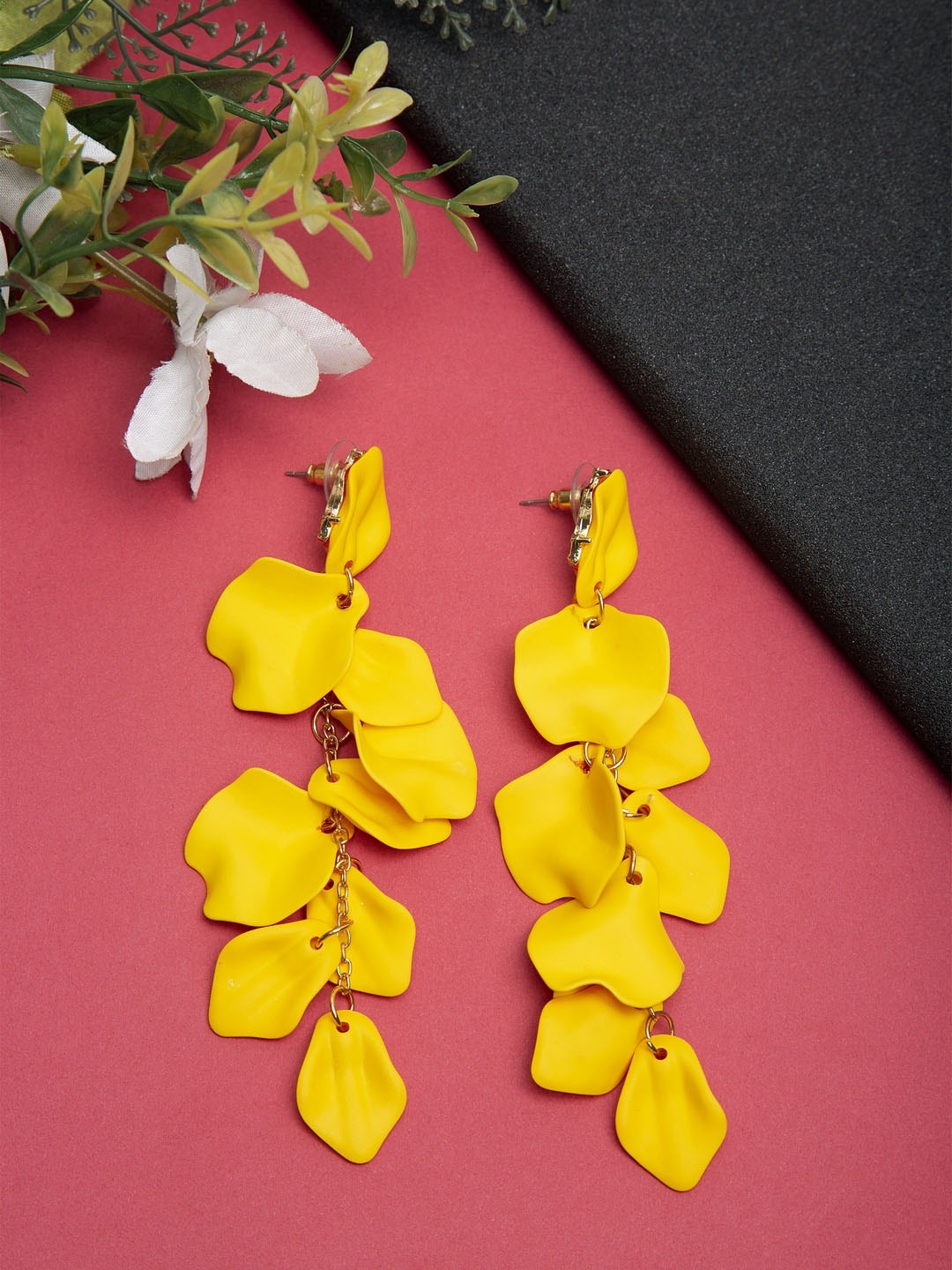YouBella Jewellery Girls/Women's Celebrity Inspired Crystal Brass Handmade Earrings (Yellow)