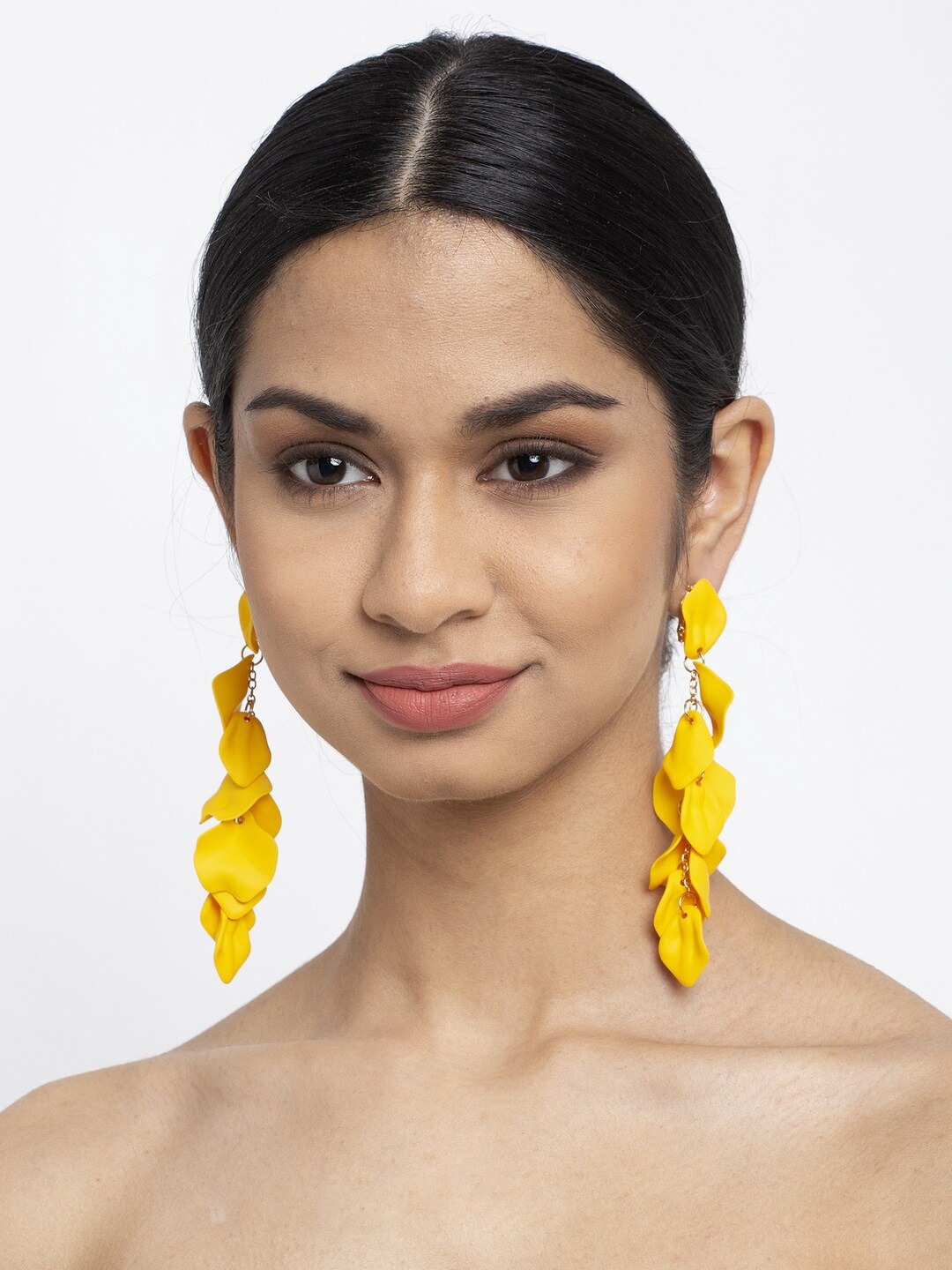 YouBella Jewellery Girls/Women's Celebrity Inspired Crystal Brass Handmade Earrings (Yellow)