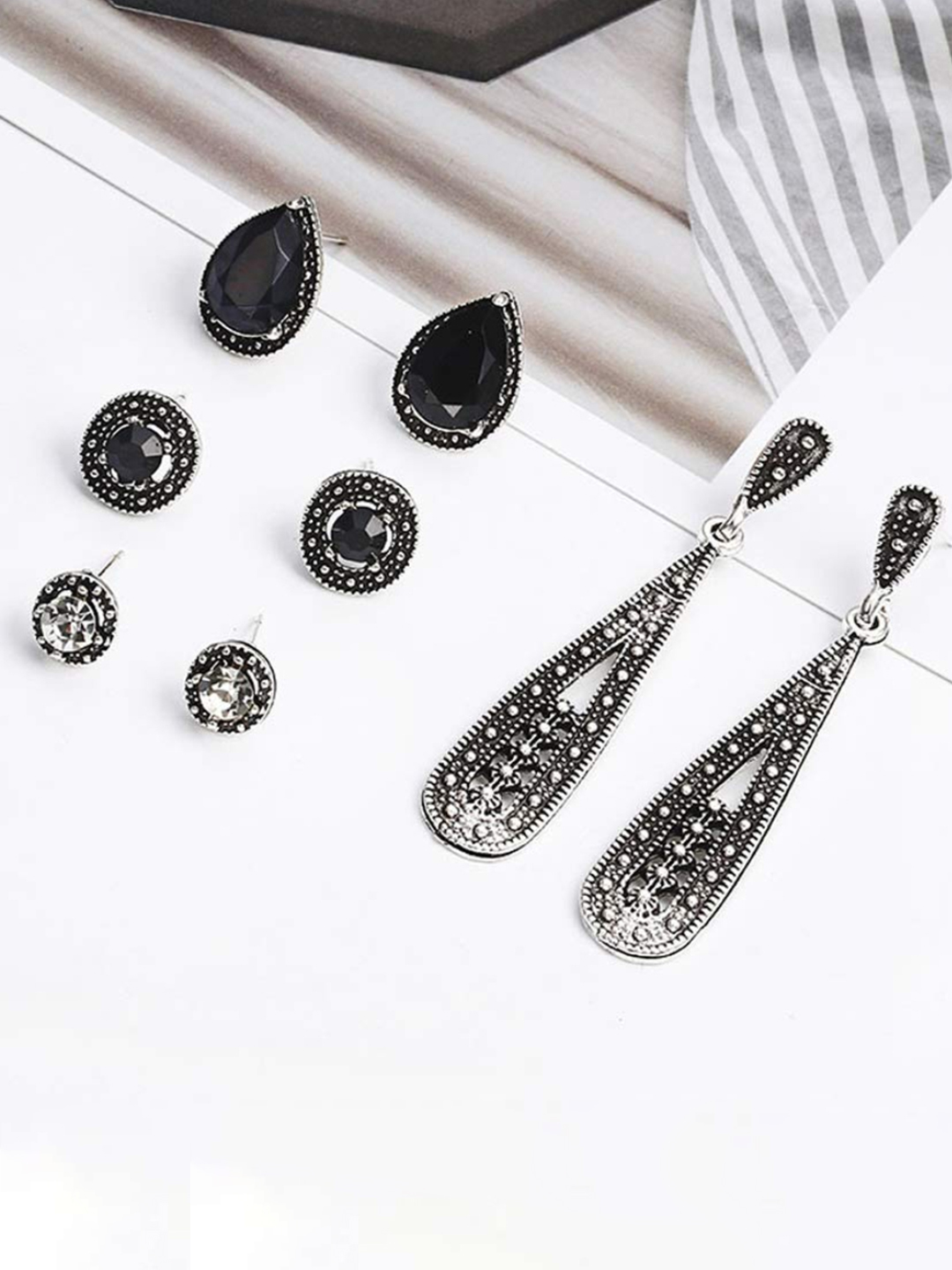 YouBella Jewellery Celebrity Inspired Earrings for women stylish Crystal Earrings Combo for Girls and Women (Combo of 4)