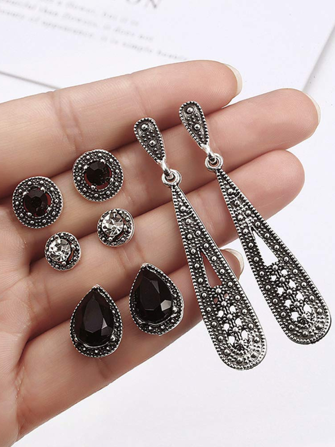 YouBella Jewellery Celebrity Inspired Earrings for women stylish Crystal Earrings Combo for Girls and Women (Combo of 4)