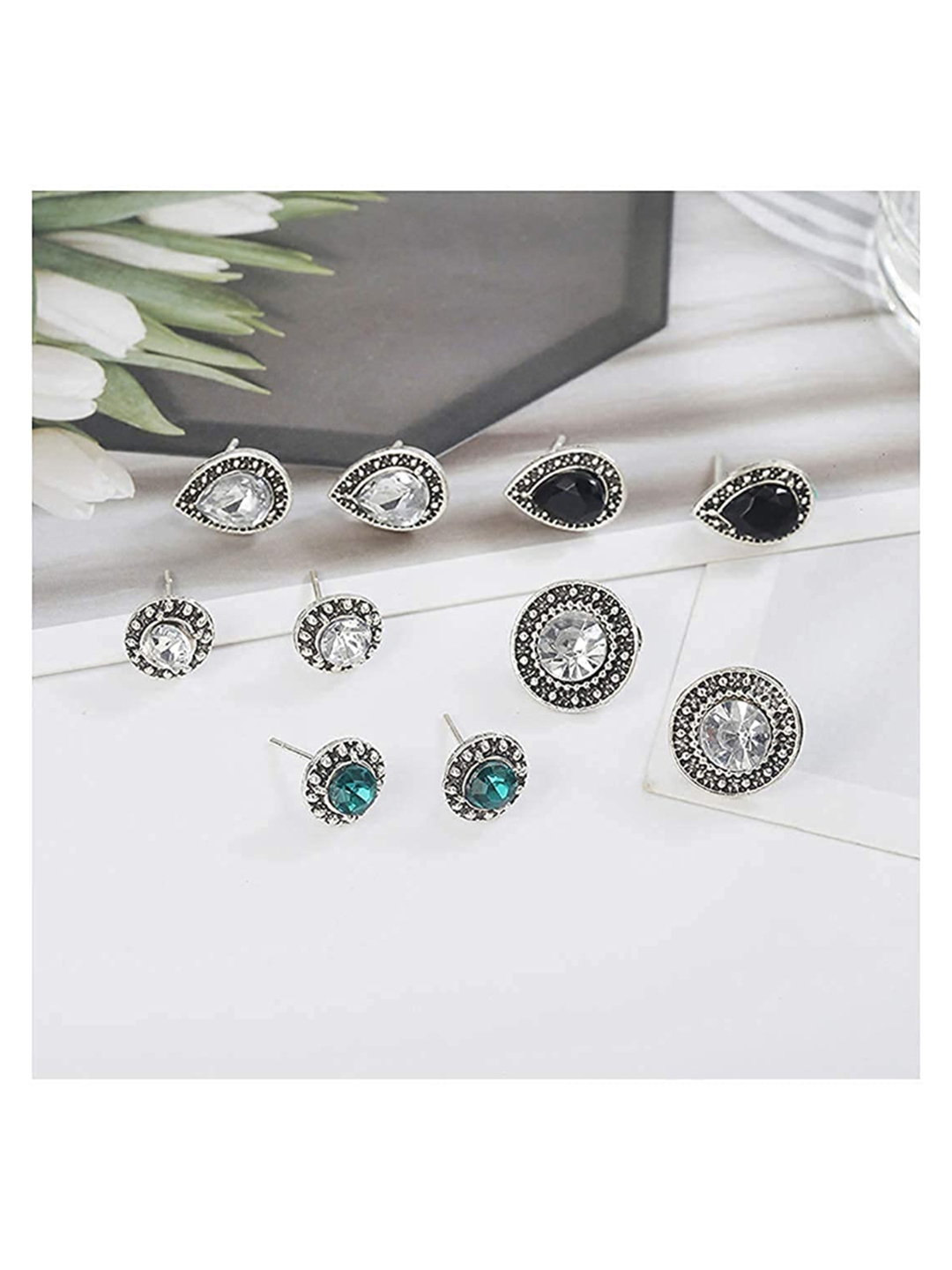 YouBella Jewellery Celebrity Inspired Earrings for women stylish Crystal Earrings Combo for Girls and Women (Combo of 5)