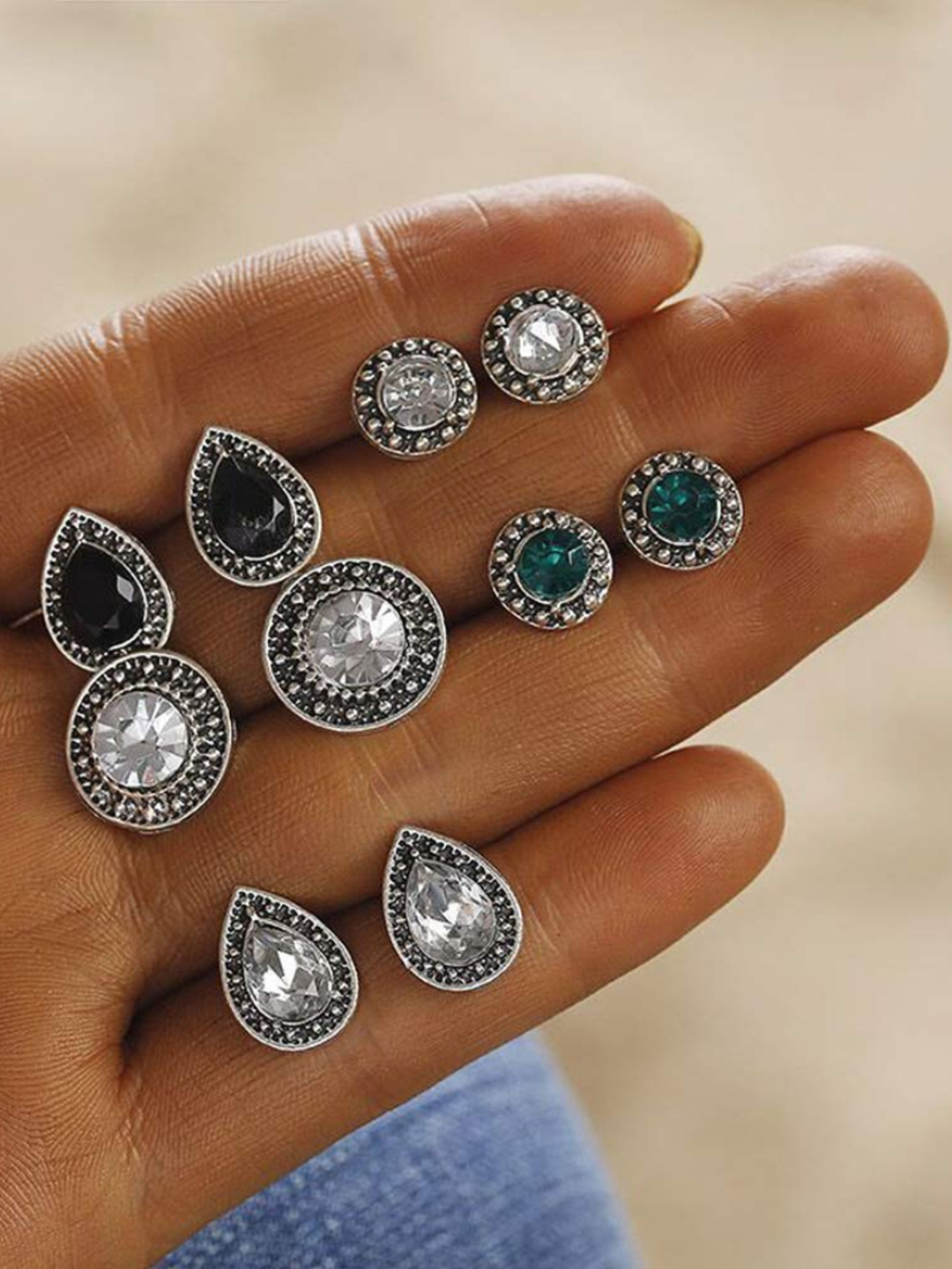 YouBella Jewellery Celebrity Inspired Earrings for women stylish Crystal Earrings Combo for Girls and Women (Combo of 5)