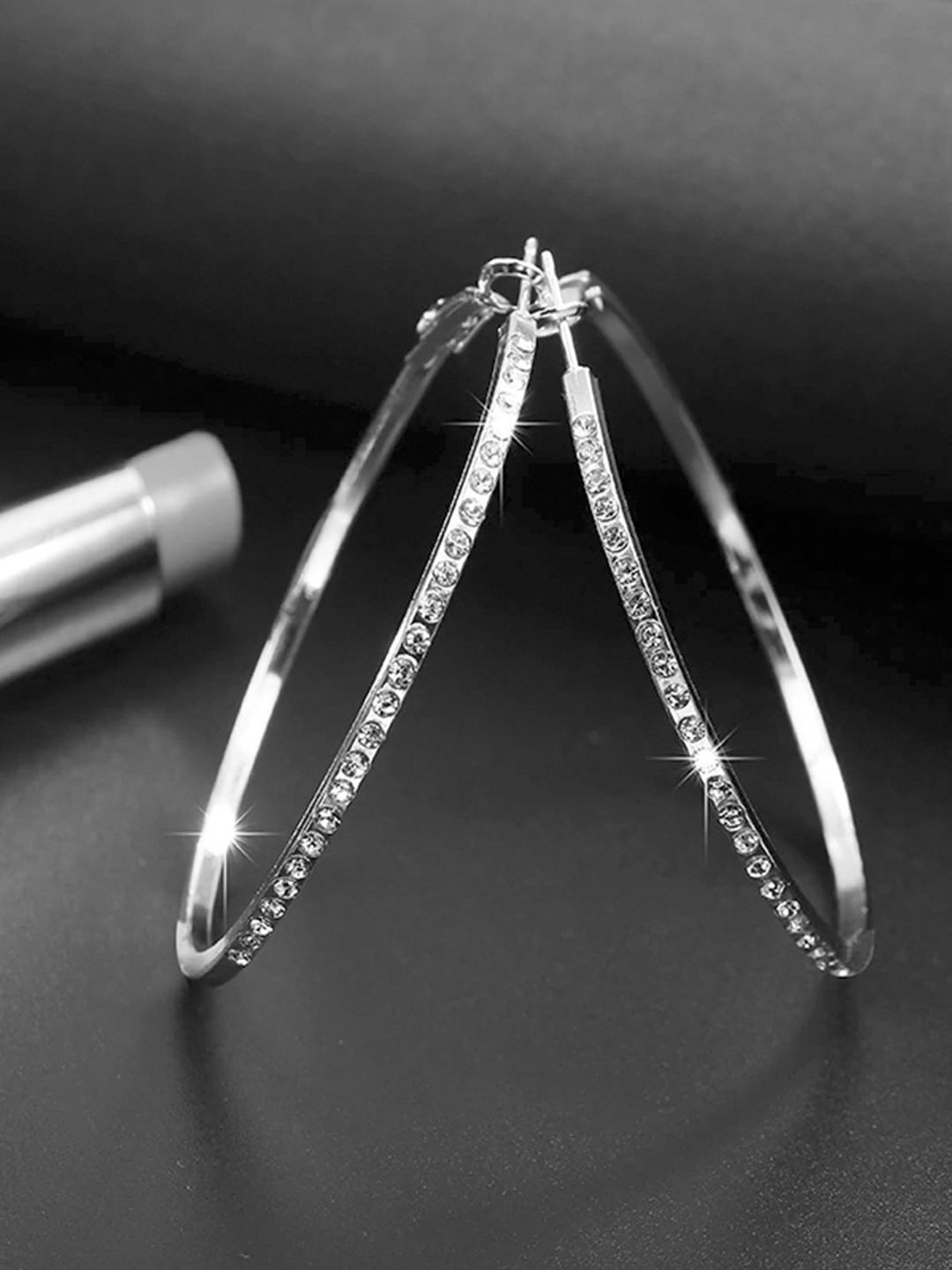 YouBella Jewellery Celebrity Inspired Earrings for women Crystal Earrings for Girls and Women (Silver)