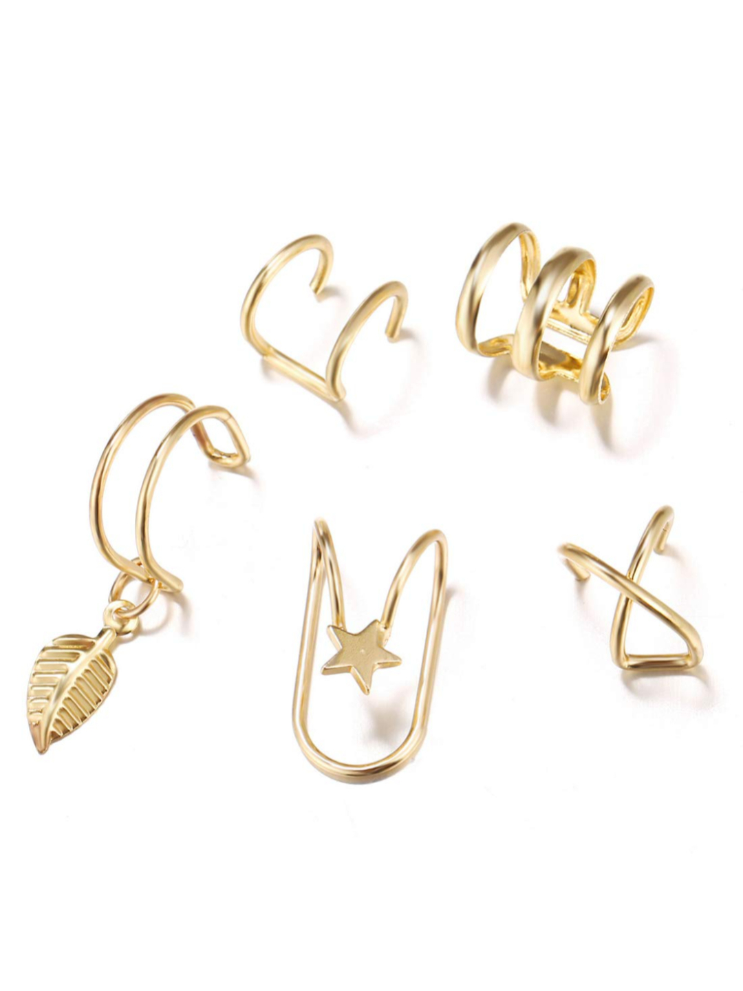 YouBella Jewellery U Shape Non Piercing Earrings Combo For Women And Girls (Gold) (Ybear_32870), Medium
