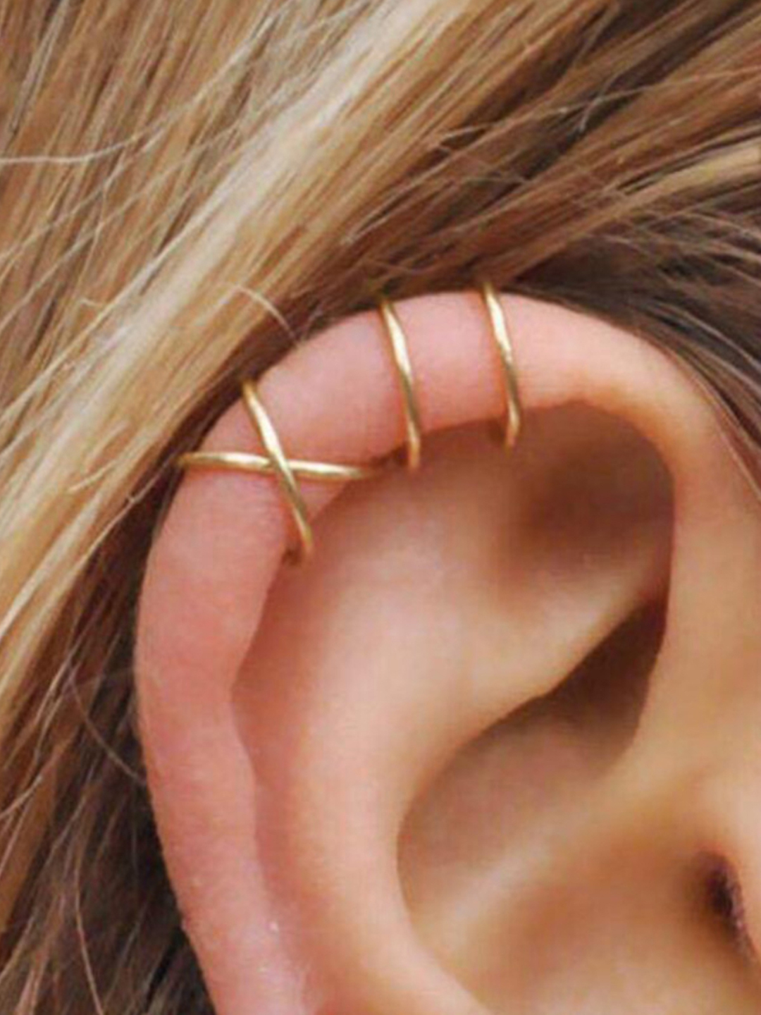 YouBella Jewellery U Shape Non Piercing Earrings Combo For Women And Girls (Gold) (Ybear_32870), Medium