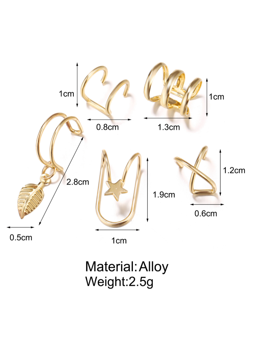 YouBella Jewellery U Shape Non Piercing Earrings Combo For Women And Girls (Gold) (Ybear_32870), Medium