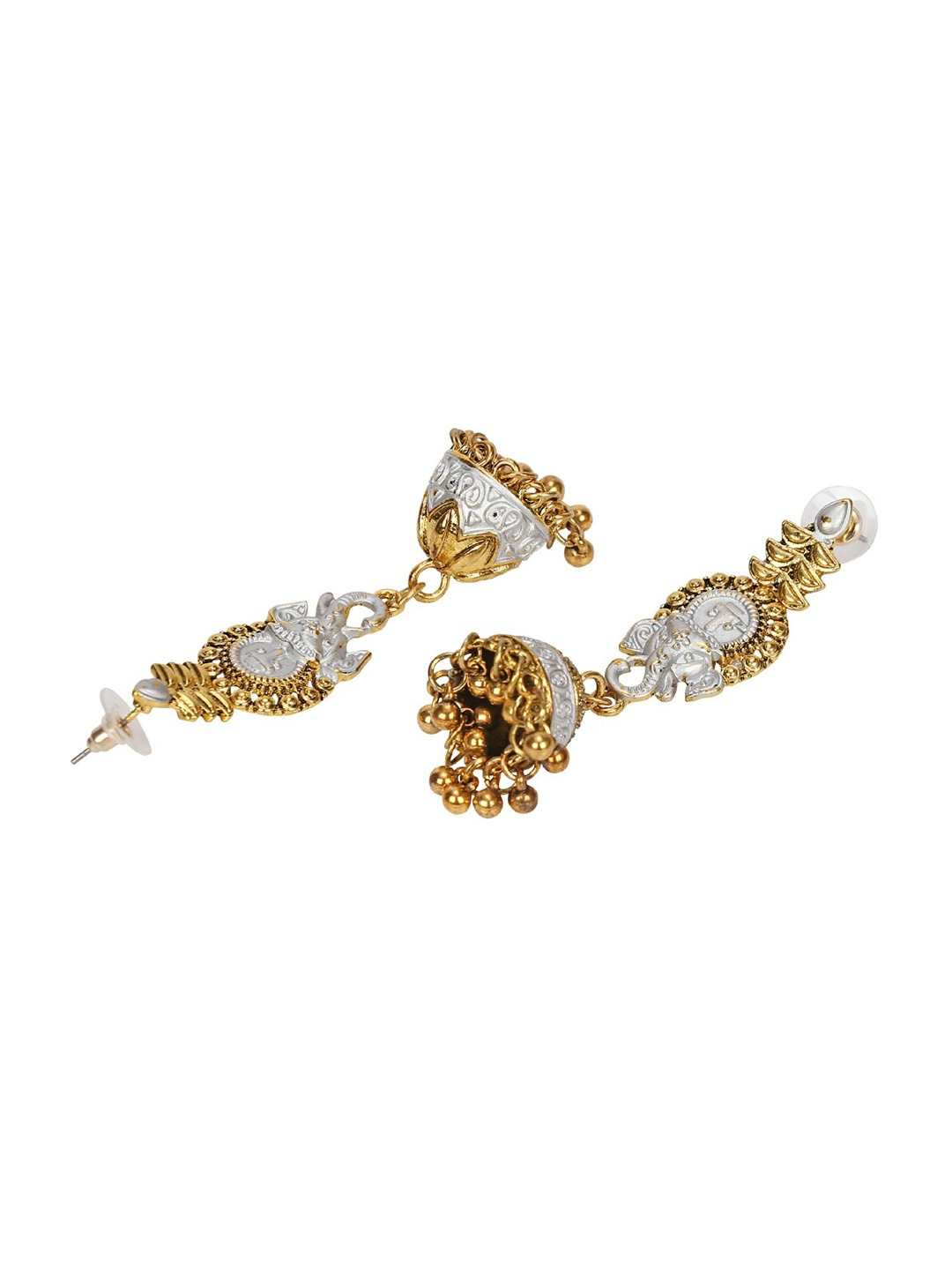 YouBella Silver-Toned Contemporary Jhumkas