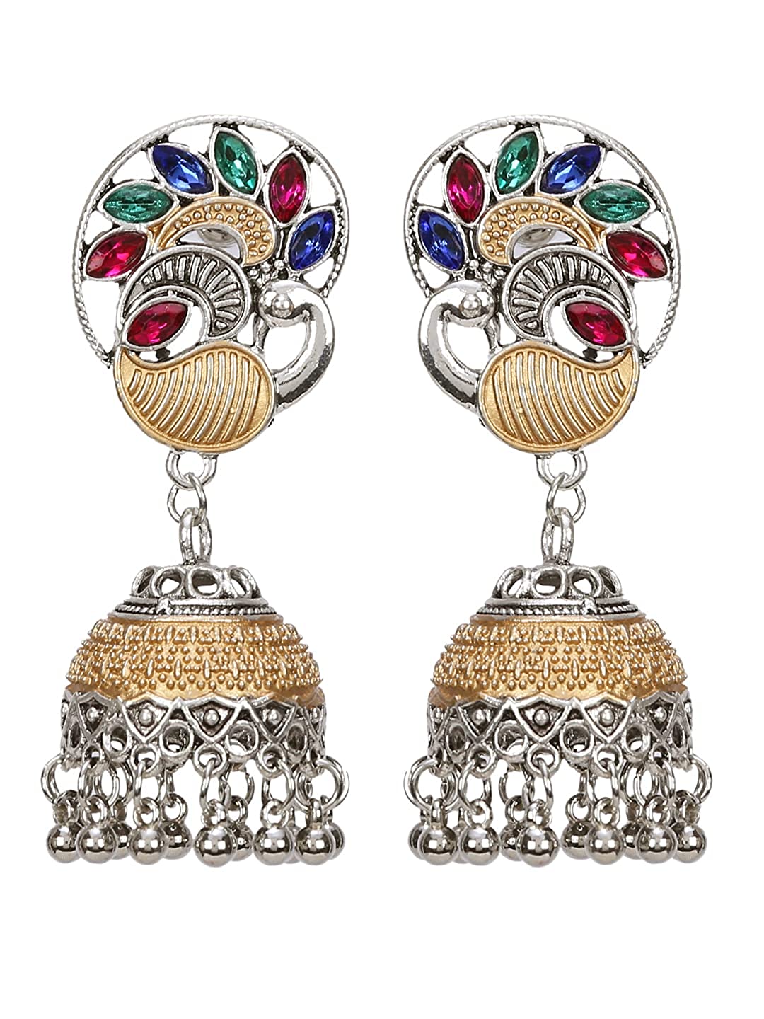 YouBella Jewellery Afghani Tribal Earrings for Women and Girls (Multi-Color) (STLYE 7)