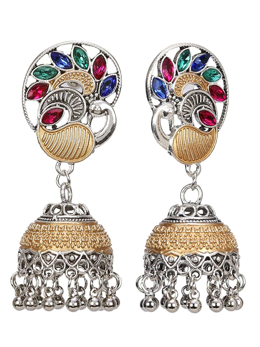 YouBella Jewellery Afghani Tribal Earrings for Women and Girls (Multi-Color) (STLYE 7)